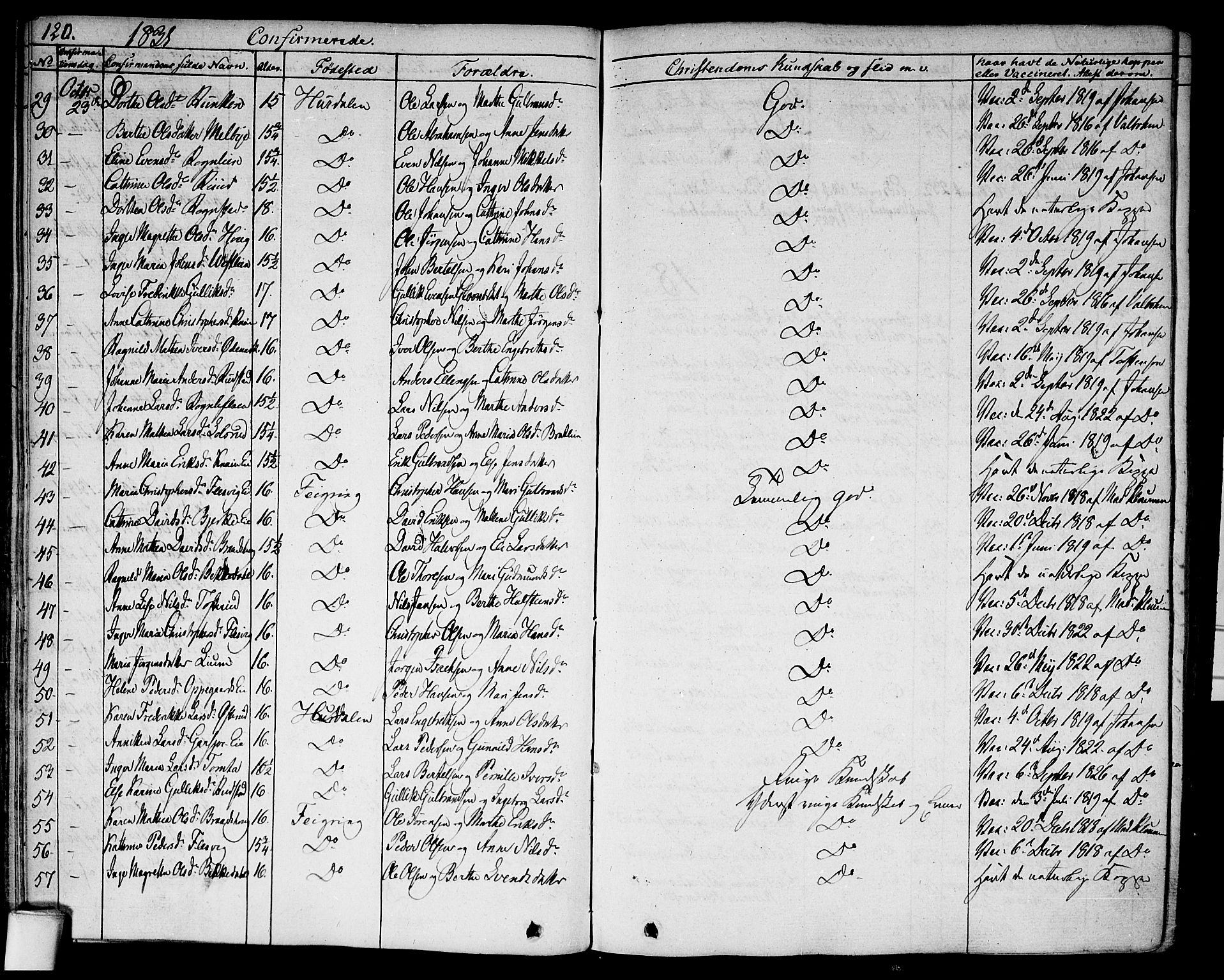 Hurdal prestekontor Kirkebøker, SAO/A-10889/F/Fa/L0004: Parish register (official) no. I 4, 1828-1845, p. 120