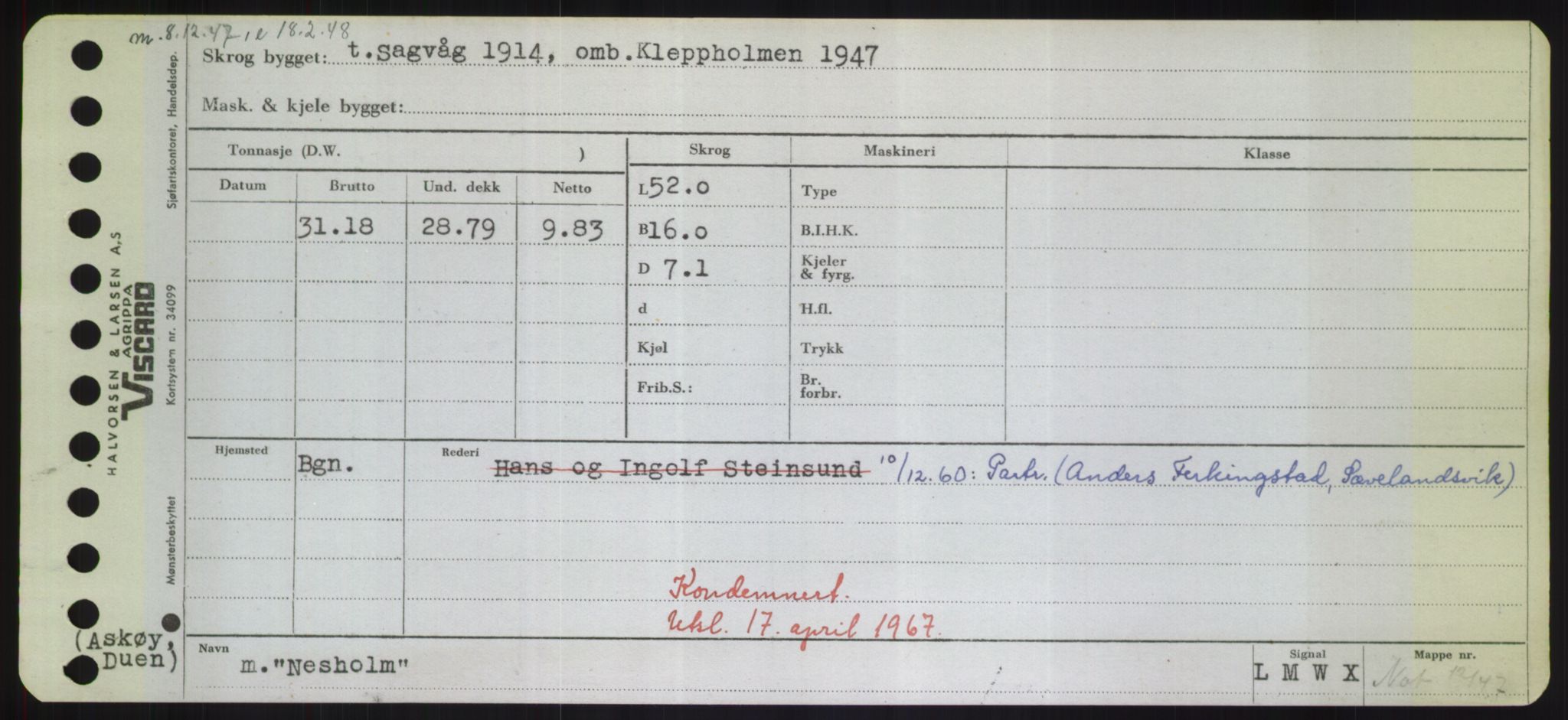 Sjøfartsdirektoratet med forløpere, Skipsmålingen, AV/RA-S-1627/H/Hd/L0026: Fartøy, N-Norhol, p. 143