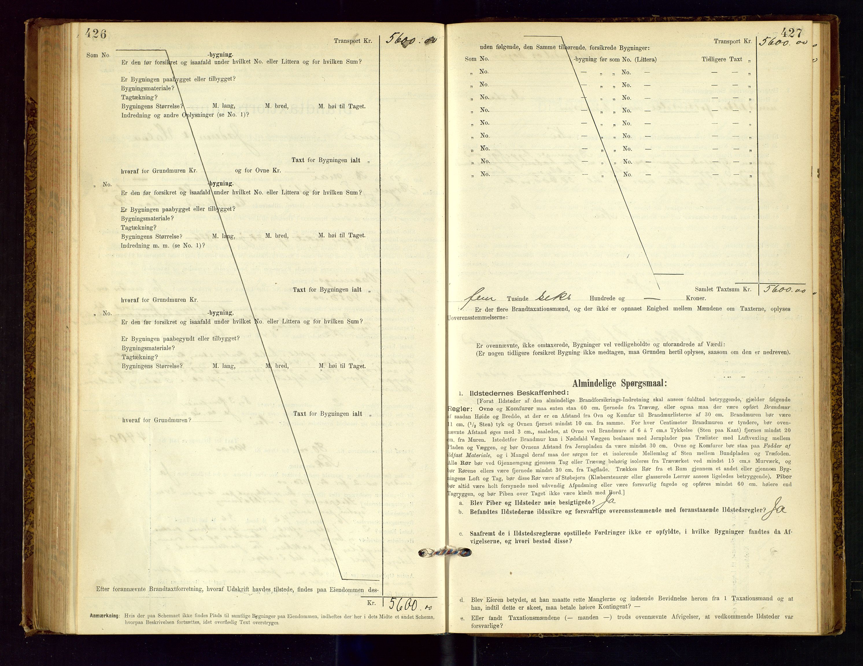 Time lensmannskontor, AV/SAST-A-100420/Gob/L0001: Branntakstprotokoll, 1896-1914, p. 426-427