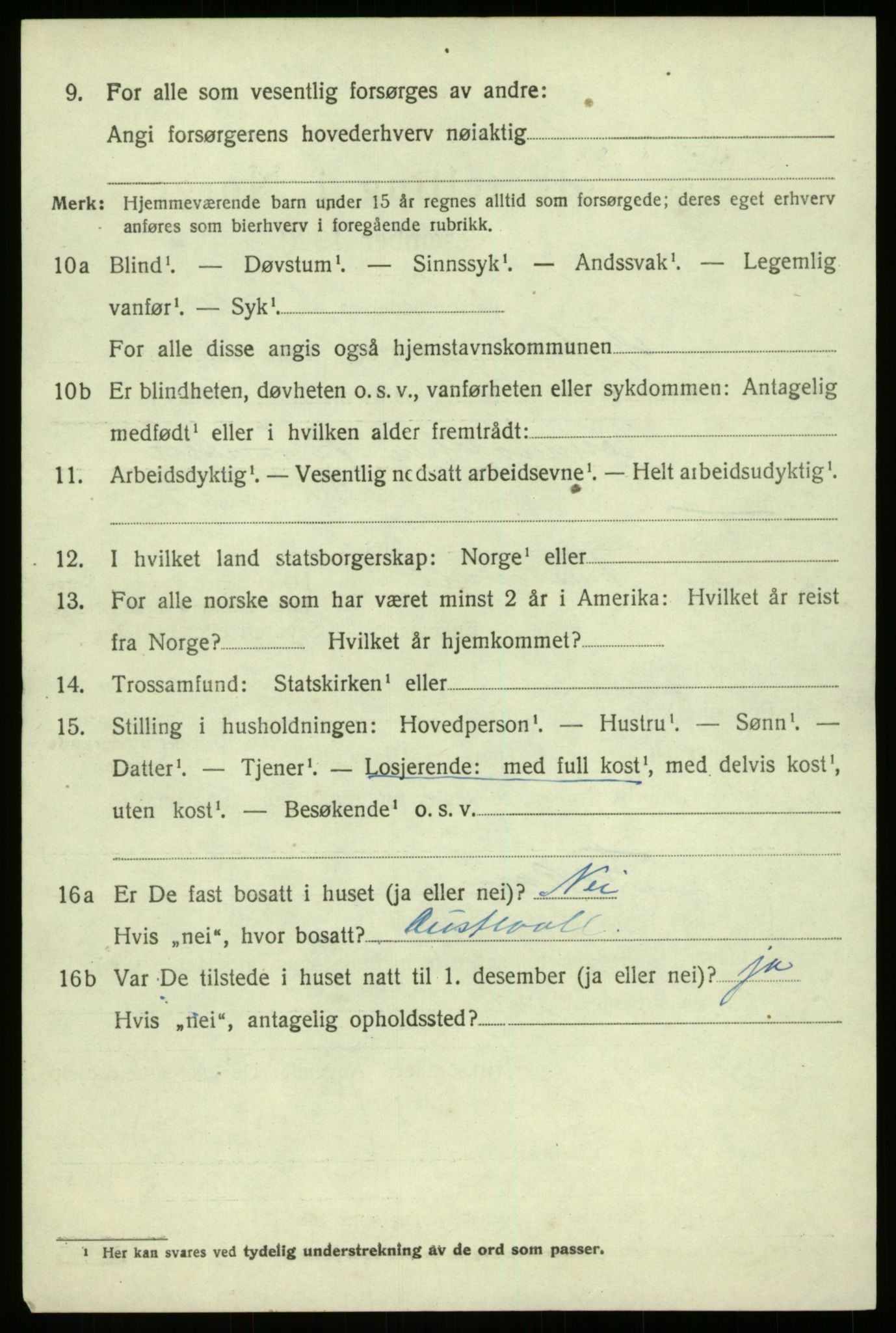 SAB, 1920 census for Gulen, 1920, p. 4542