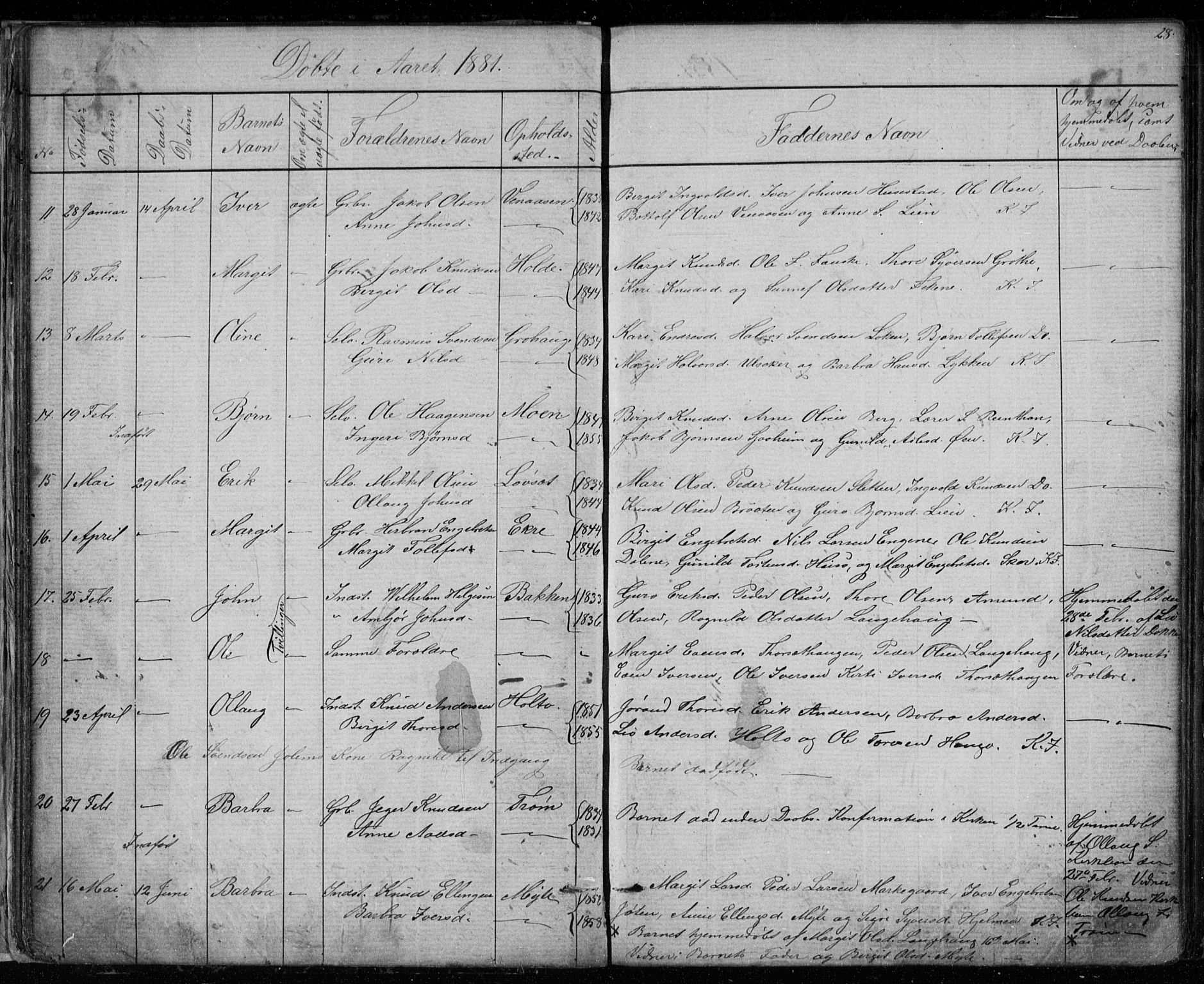 Gol kirkebøker, AV/SAKO-A-226/G/Gb/L0005: Parish register (copy) no. II 5, 1875-1891, p. 28