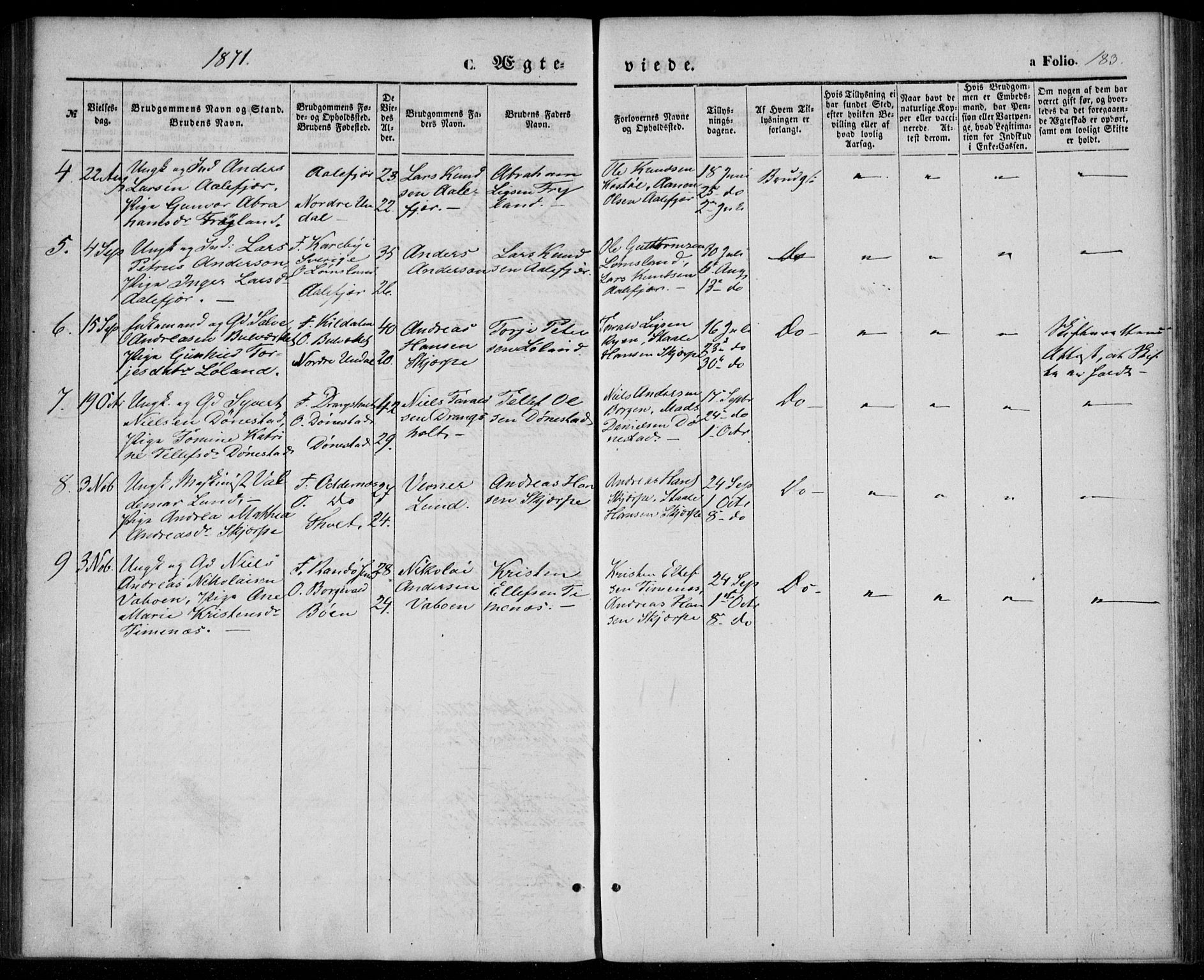 Tveit sokneprestkontor, AV/SAK-1111-0043/F/Fa/L0005: Parish register (official) no. A 5, 1853-1871, p. 183