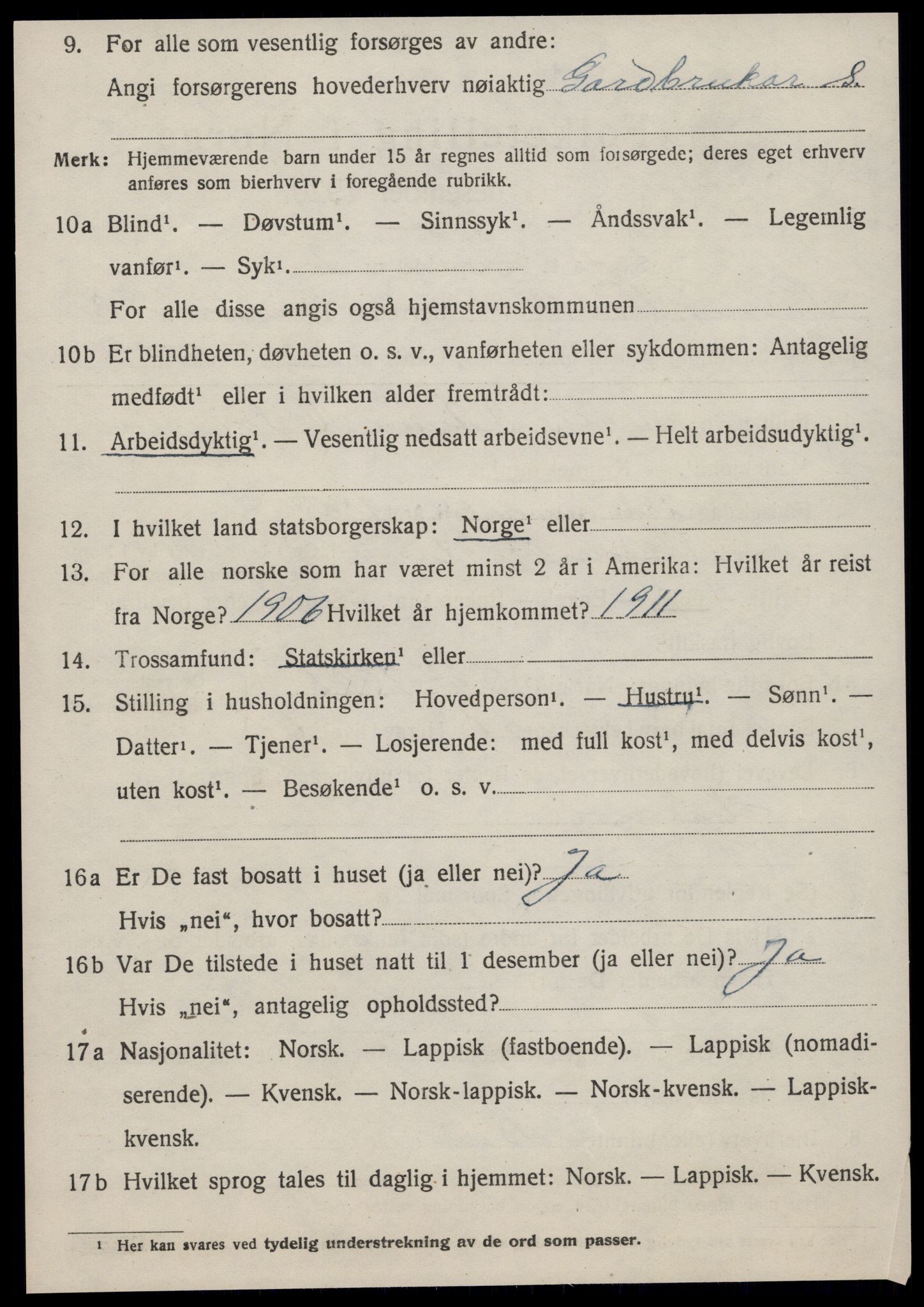 SAT, 1920 census for Osen, 1920, p. 3654