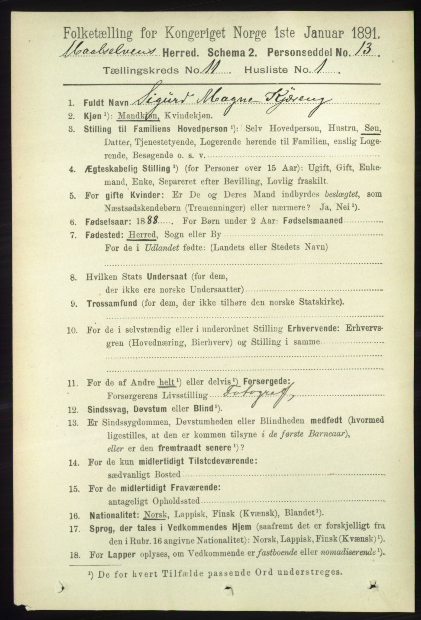 RA, 1891 census for 1924 Målselv, 1891, p. 3277