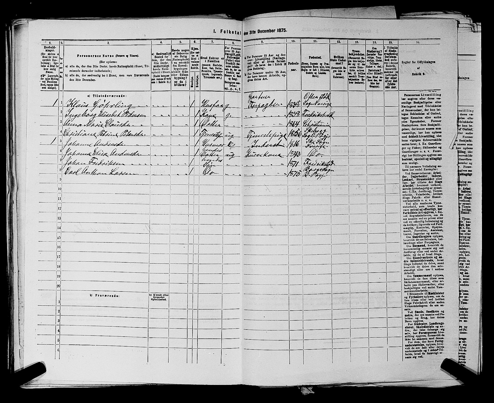 RA, 1875 census for 0113P Borge, 1875, p. 188