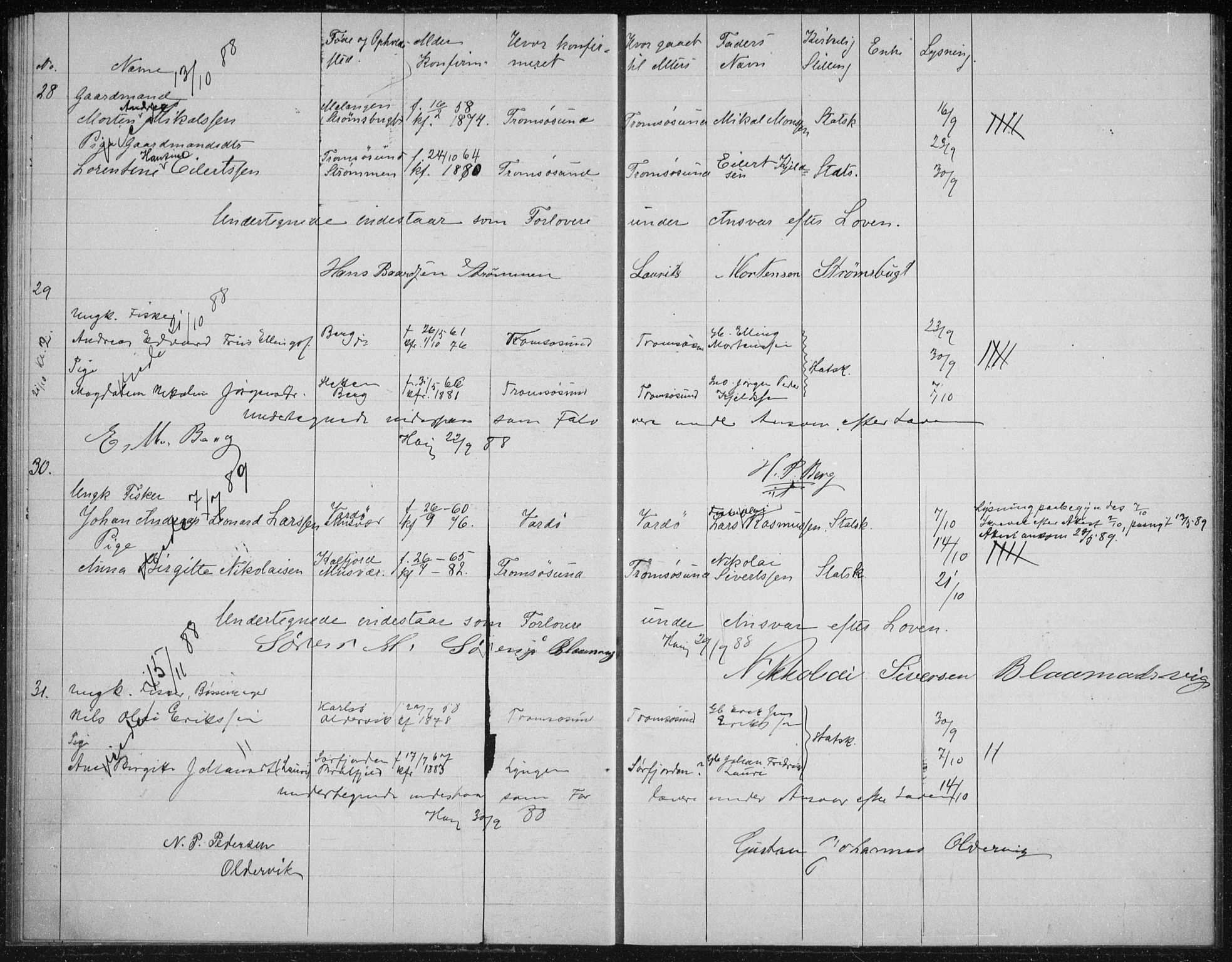 Tromsøysund sokneprestkontor, AV/SATØ-S-1304/H/Hc/L0057: Banns register no. 57, 1887-1894