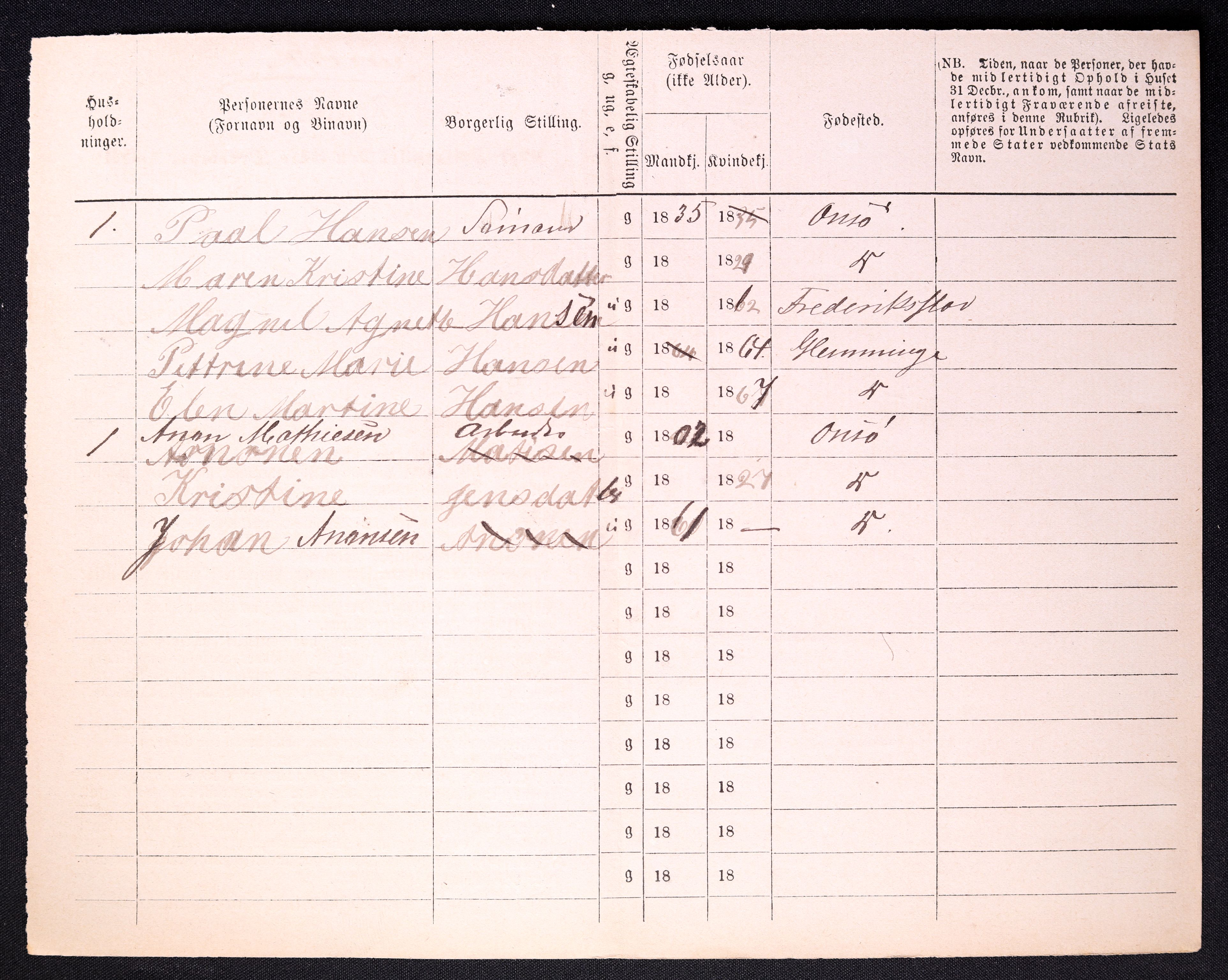 RA, 1870 census for 0103 Fredrikstad, 1870, p. 1440