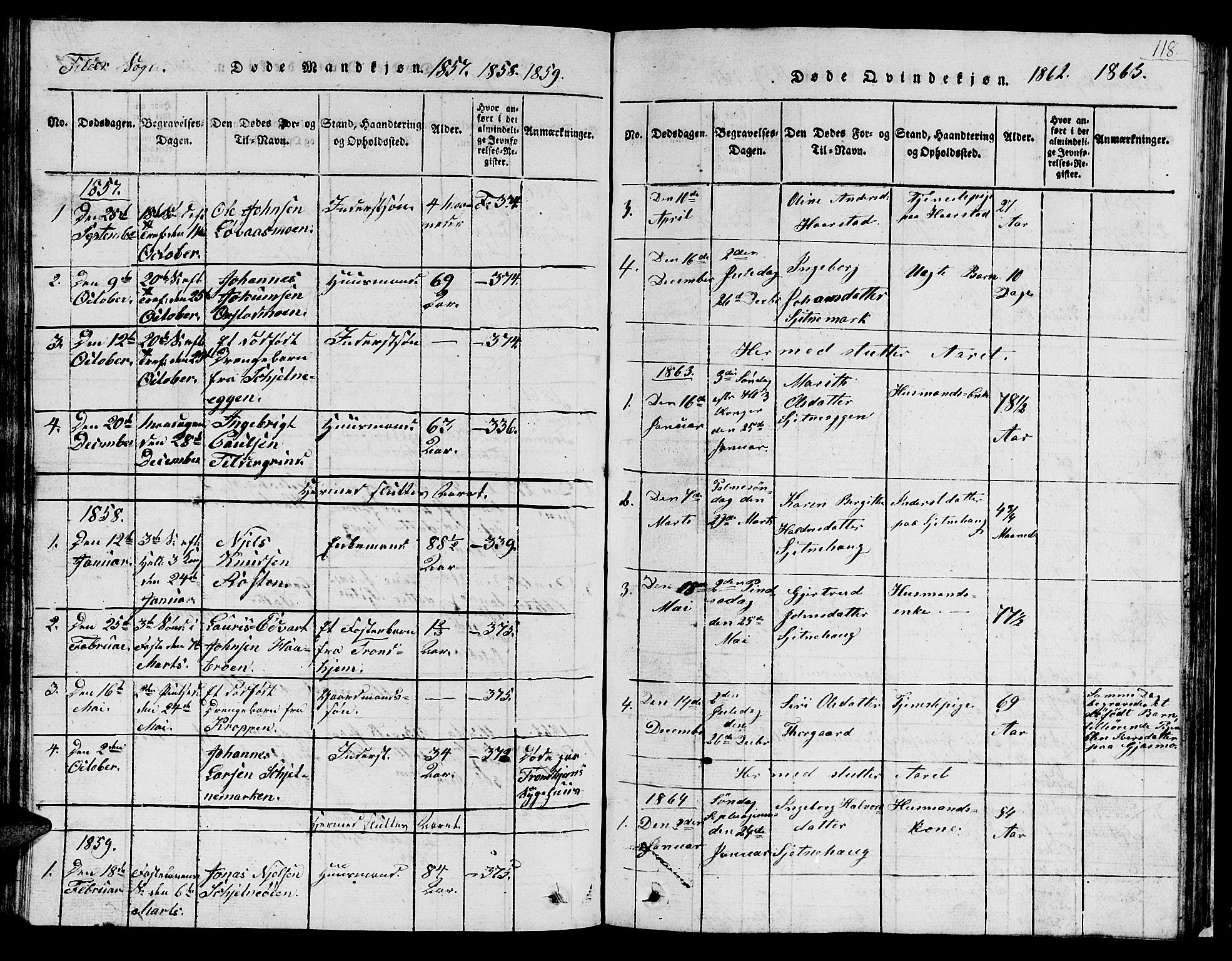 Ministerialprotokoller, klokkerbøker og fødselsregistre - Sør-Trøndelag, SAT/A-1456/621/L0458: Parish register (copy) no. 621C01, 1816-1865, p. 118