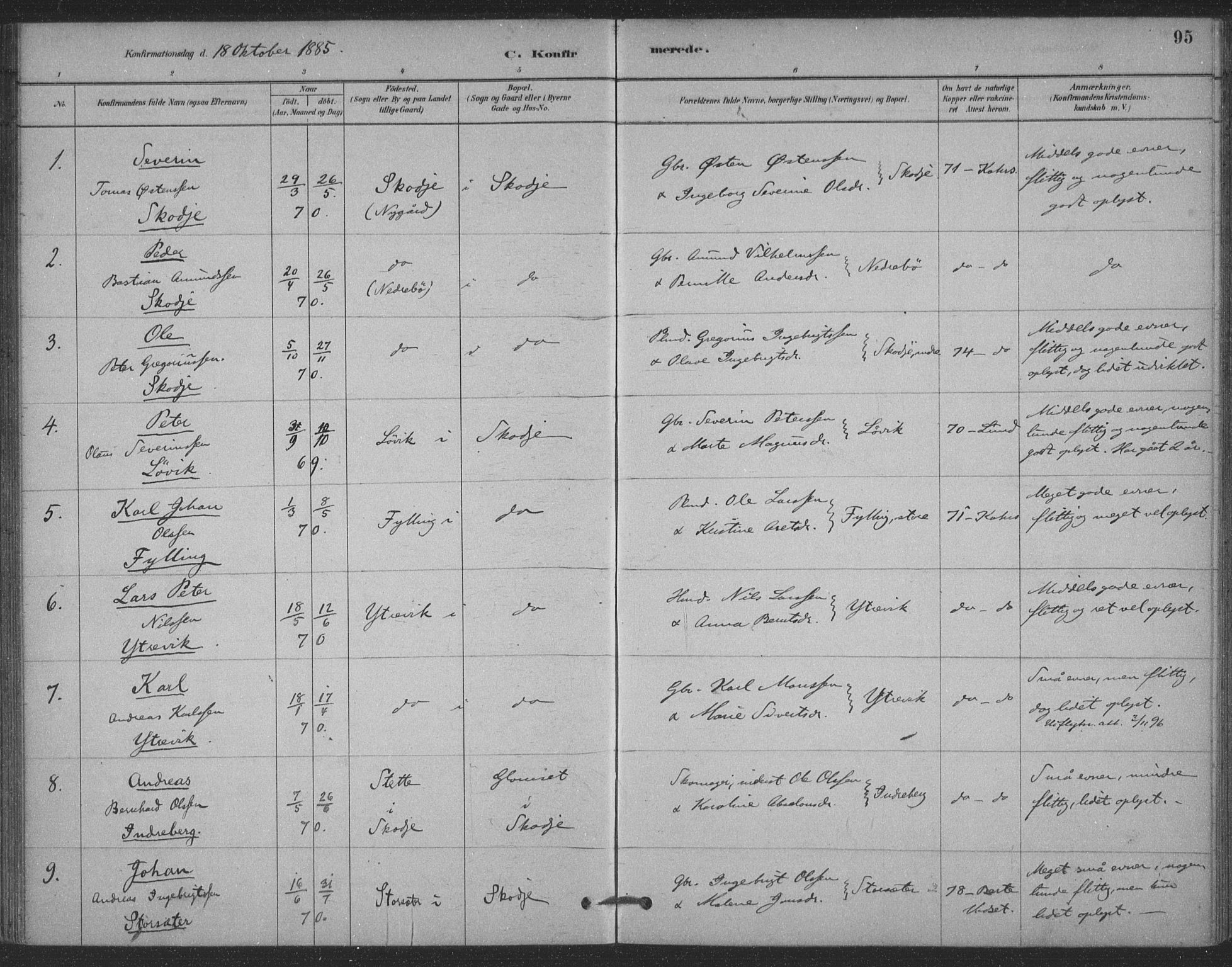 Ministerialprotokoller, klokkerbøker og fødselsregistre - Møre og Romsdal, AV/SAT-A-1454/524/L0356: Parish register (official) no. 524A08, 1880-1899, p. 95