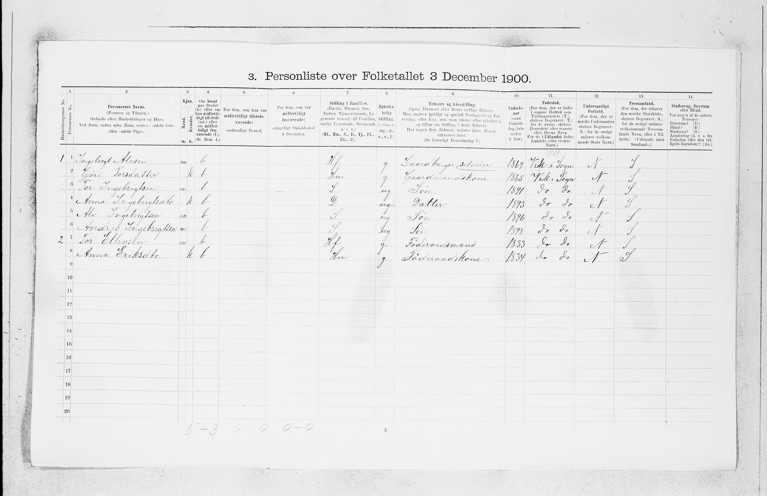 SAB, 1900 census for Askøy, 1900, p. 607