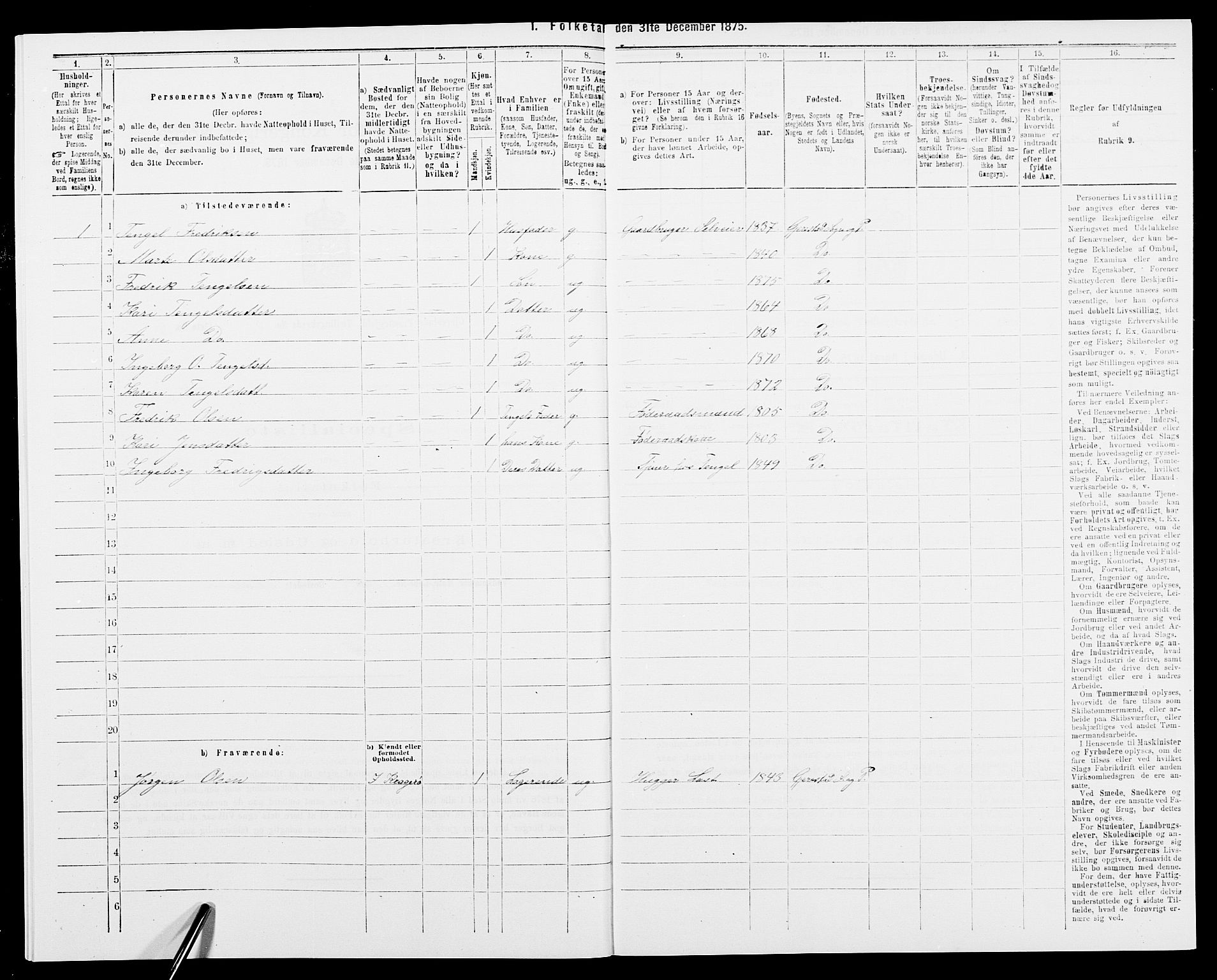 SAK, 1875 census for 0911P Gjerstad, 1875, p. 530