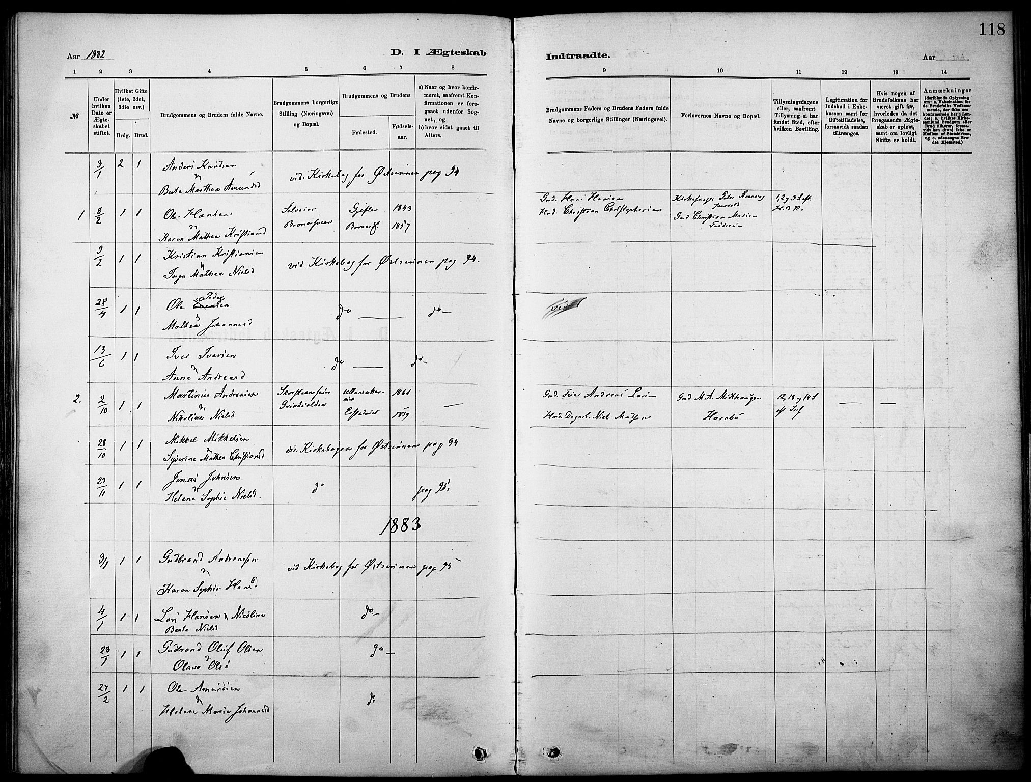 Nordre Land prestekontor, AV/SAH-PREST-124/H/Ha/Haa/L0005: Parish register (official) no. 5, 1882-1903, p. 118