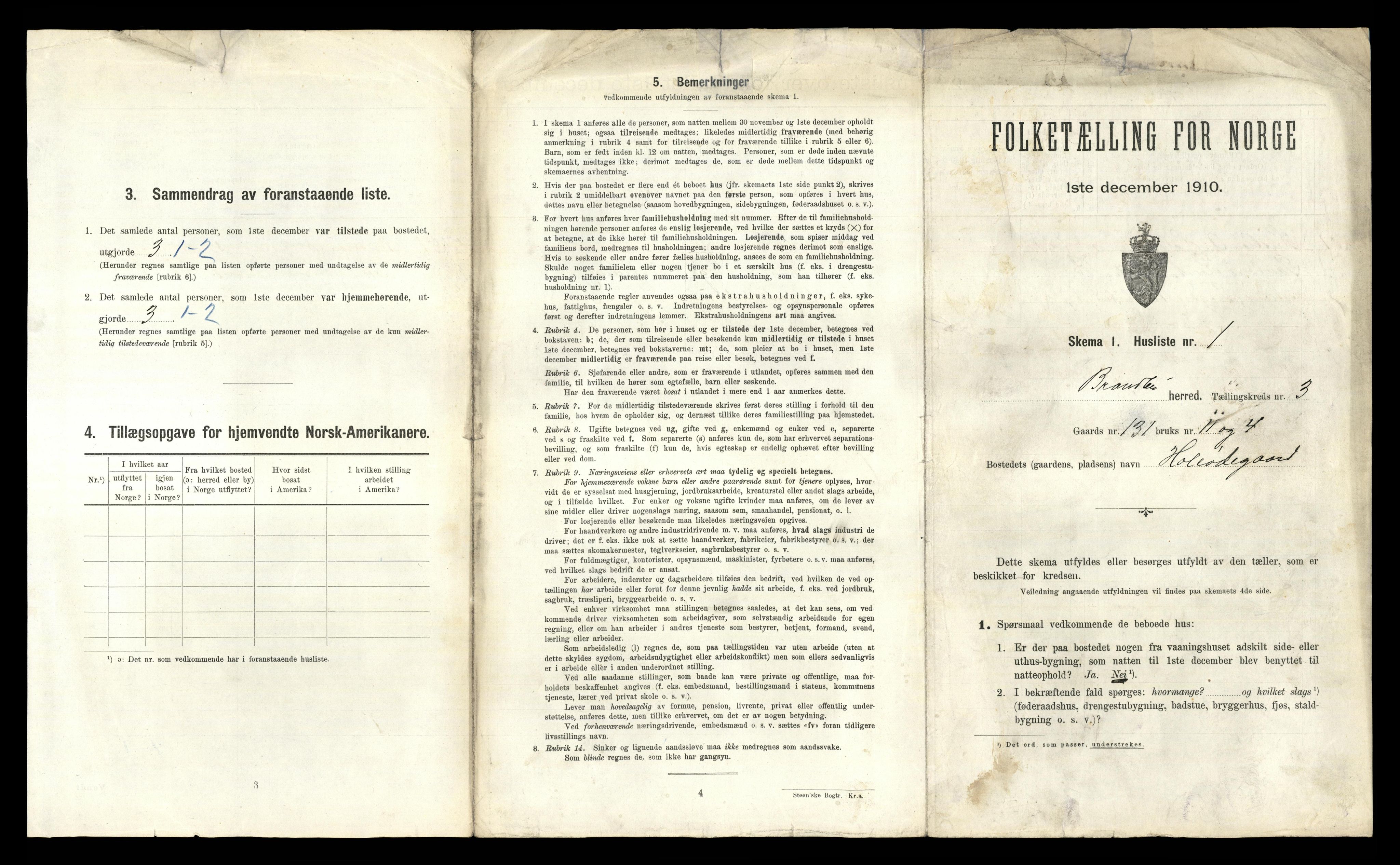 RA, 1910 census for Brandbu, 1910, p. 990