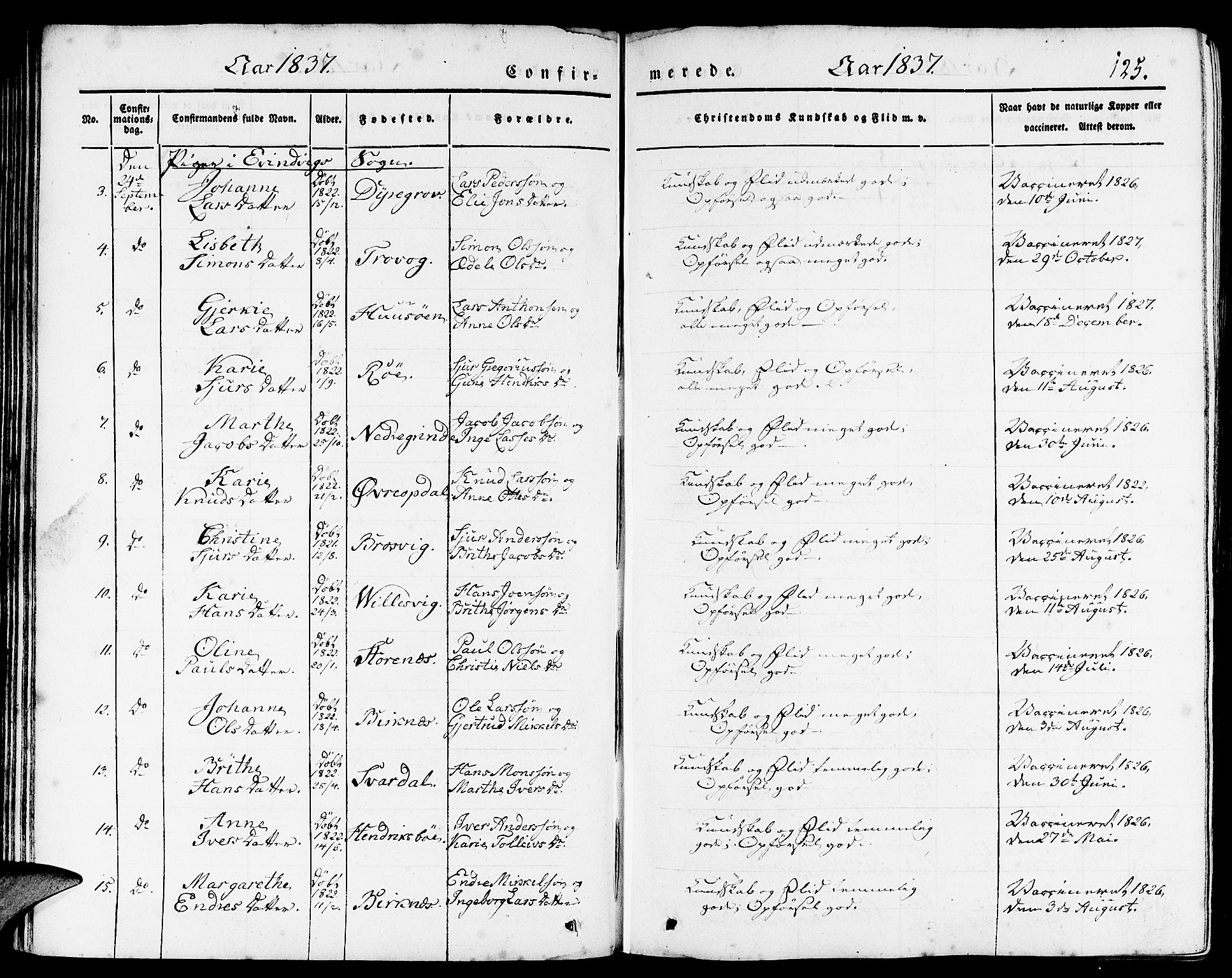 Gulen sokneprestembete, AV/SAB-A-80201/H/Haa/Haaa/L0020: Parish register (official) no. A 20, 1837-1847, p. 125