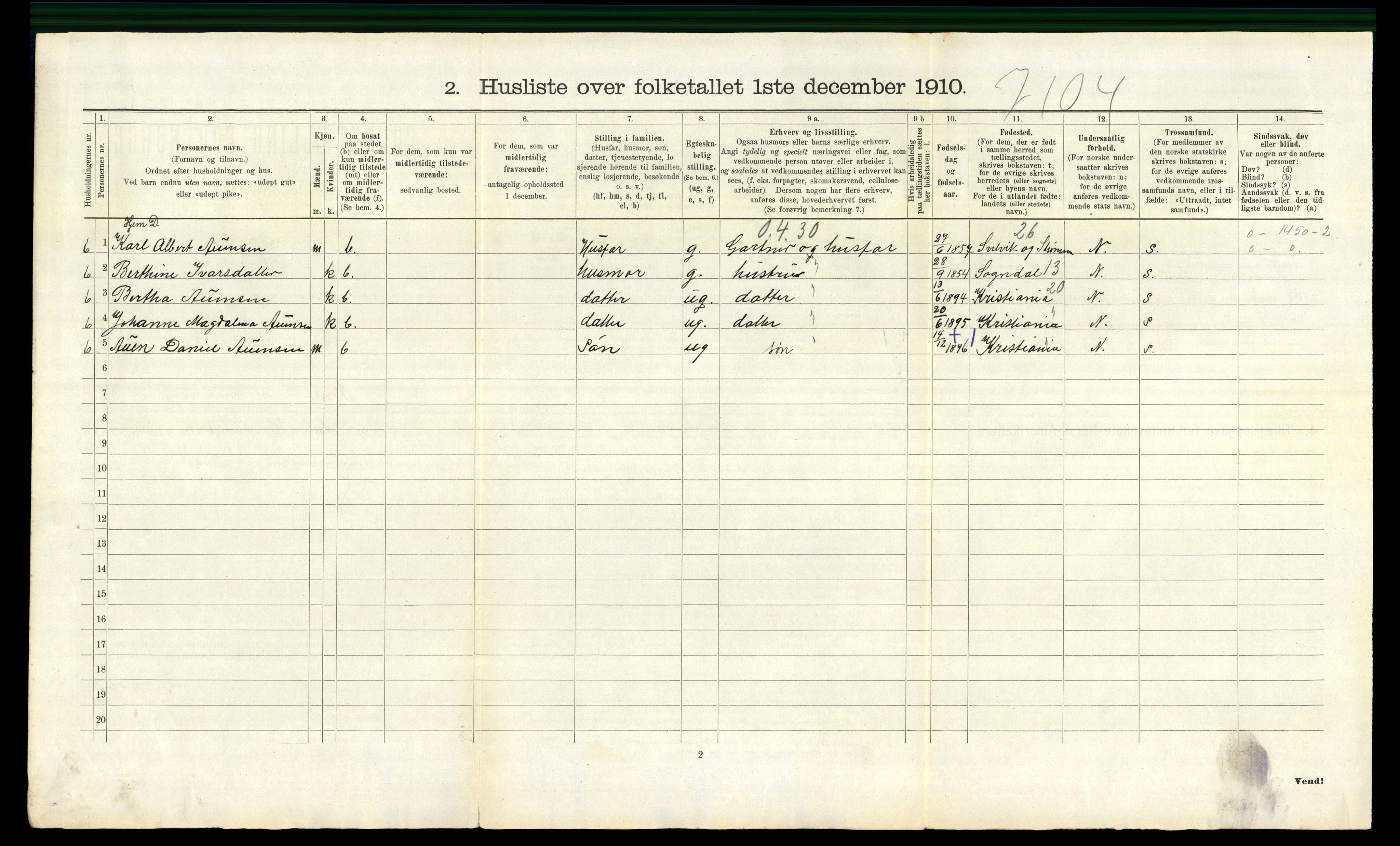 RA, 1910 census for Borre, 1910, p. 636