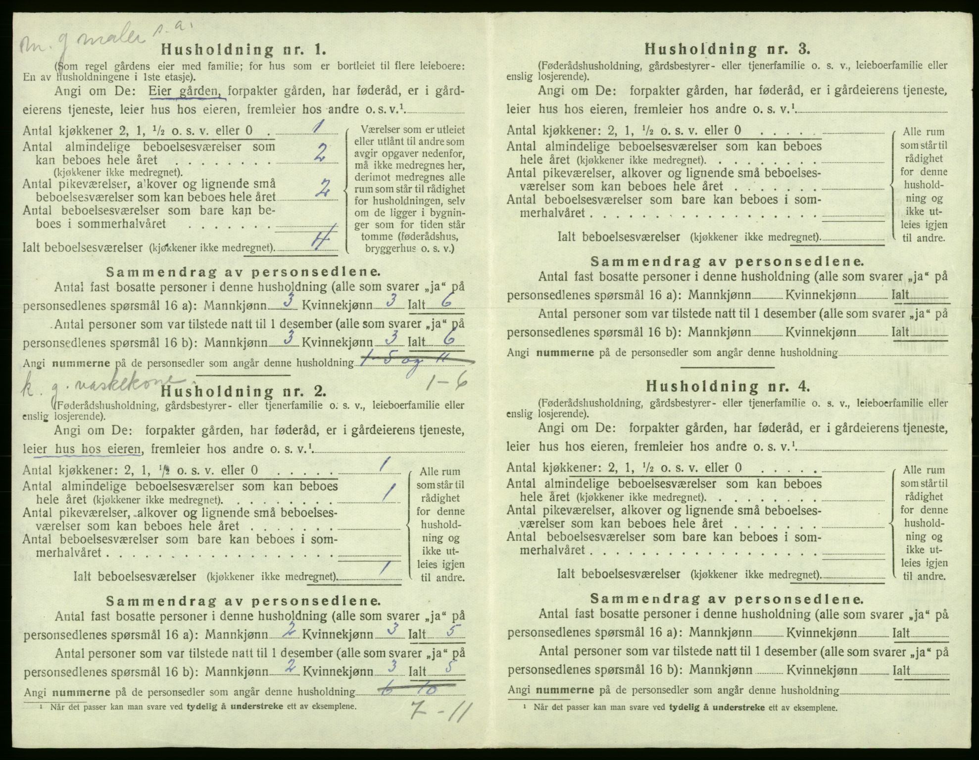 SAB, 1920 census for Stord, 1920, p. 852