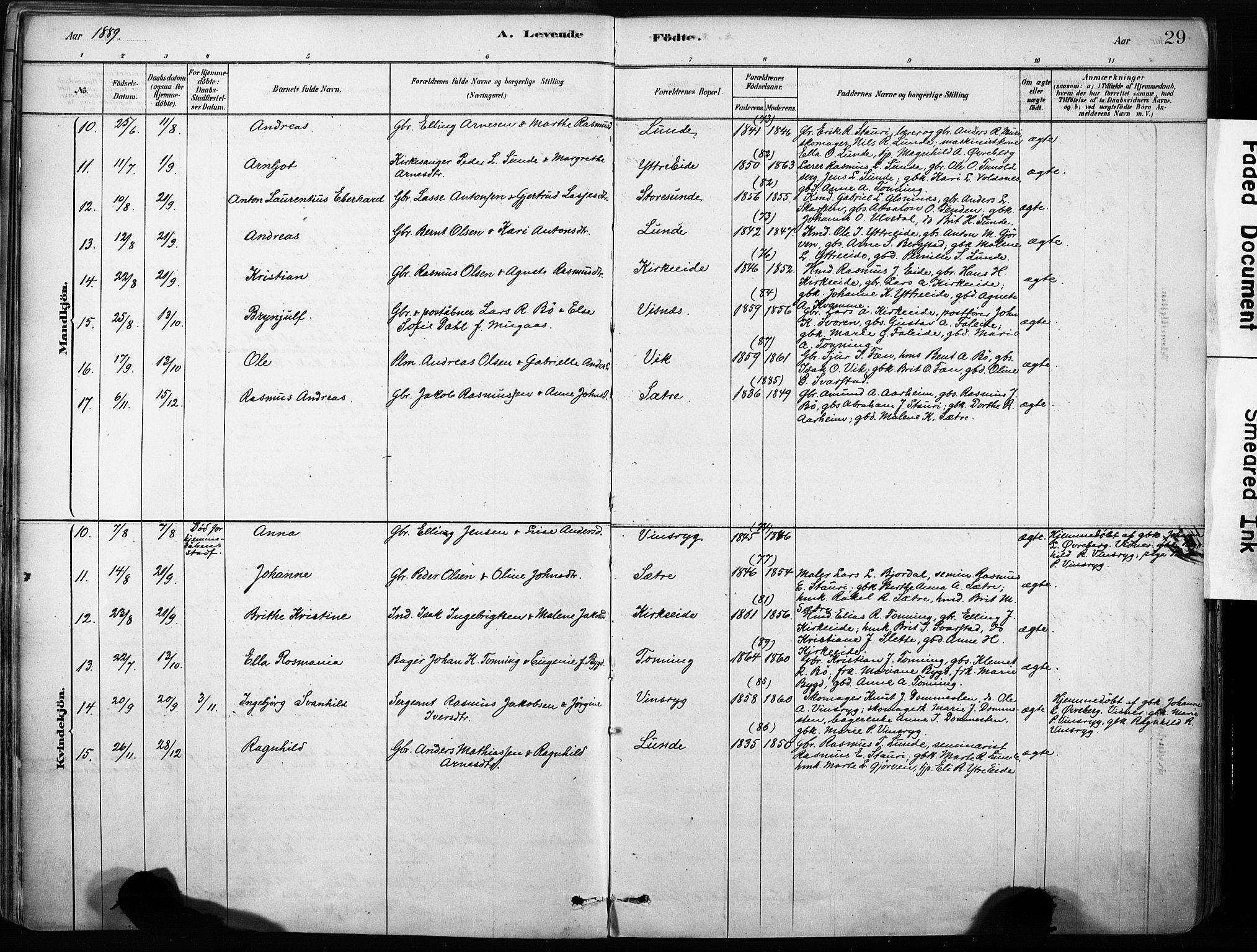 Stryn Sokneprestembete, AV/SAB-A-82501: Parish register (official) no. B 1, 1878-1907, p. 29