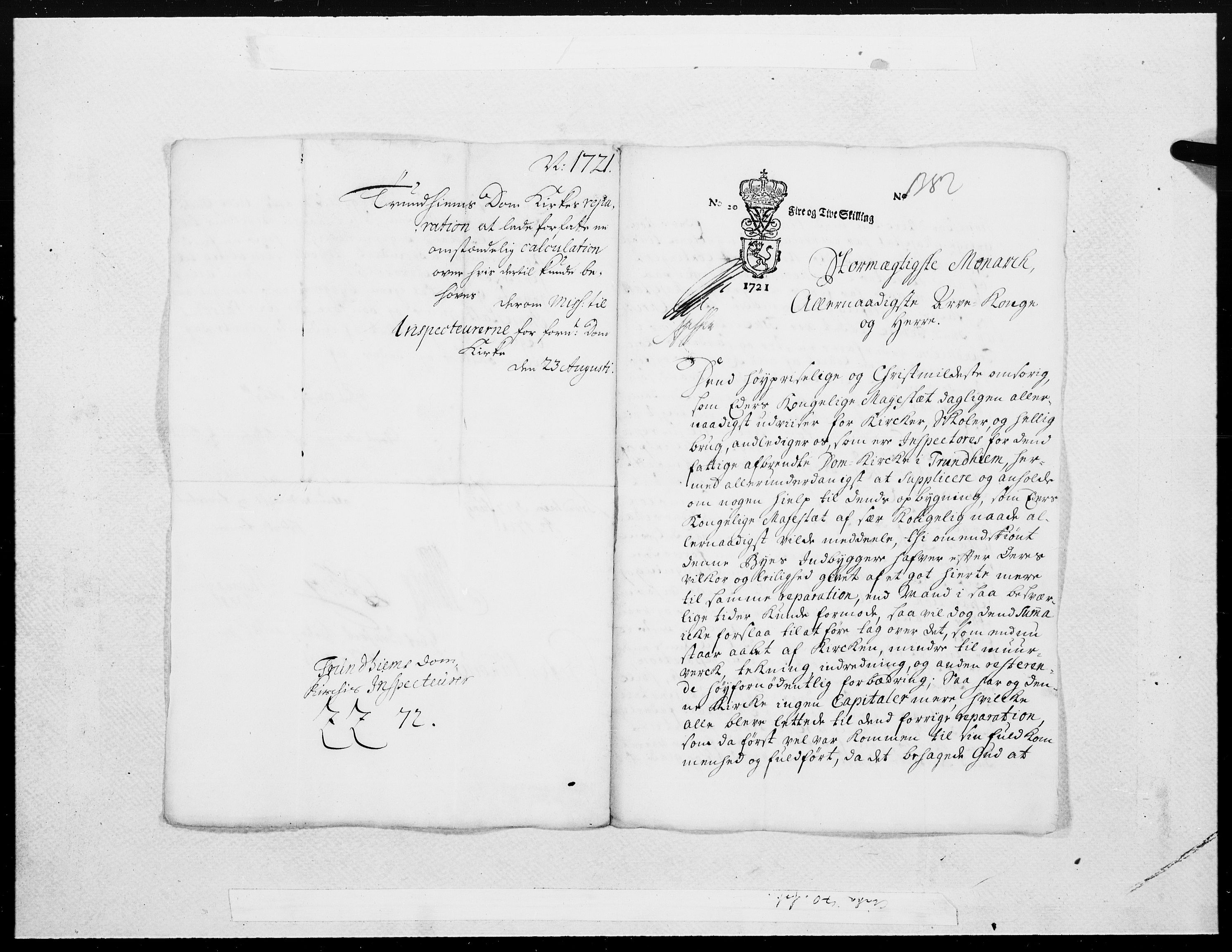 Danske Kanselli 1572-1799, AV/RA-EA-3023/F/Fc/Fcc/Fcca/L0089: Norske innlegg 1572-1799, 1721, p. 309