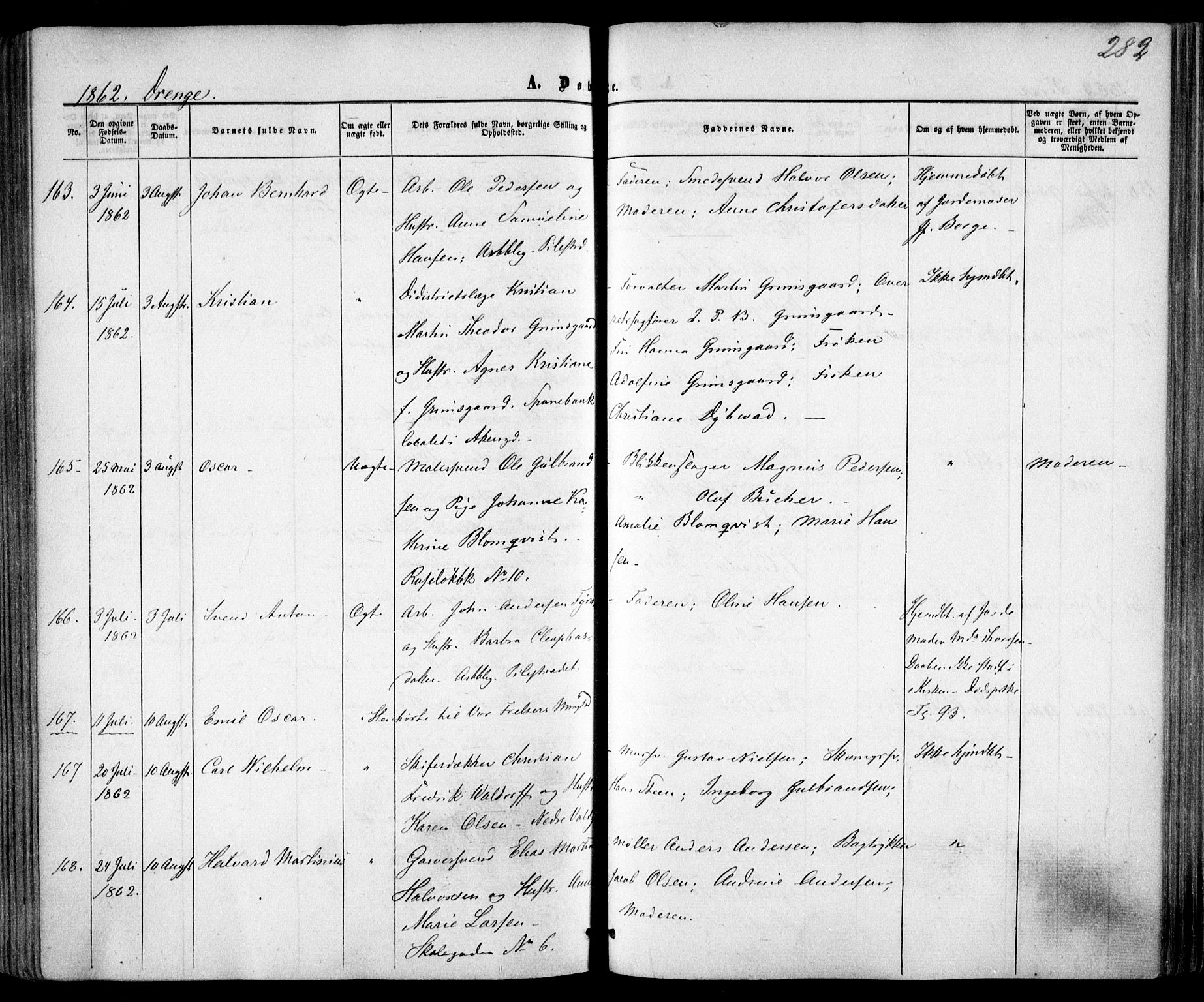 Trefoldighet prestekontor Kirkebøker, SAO/A-10882/F/Fa/L0001: Parish register (official) no. I 1, 1858-1863, p. 282