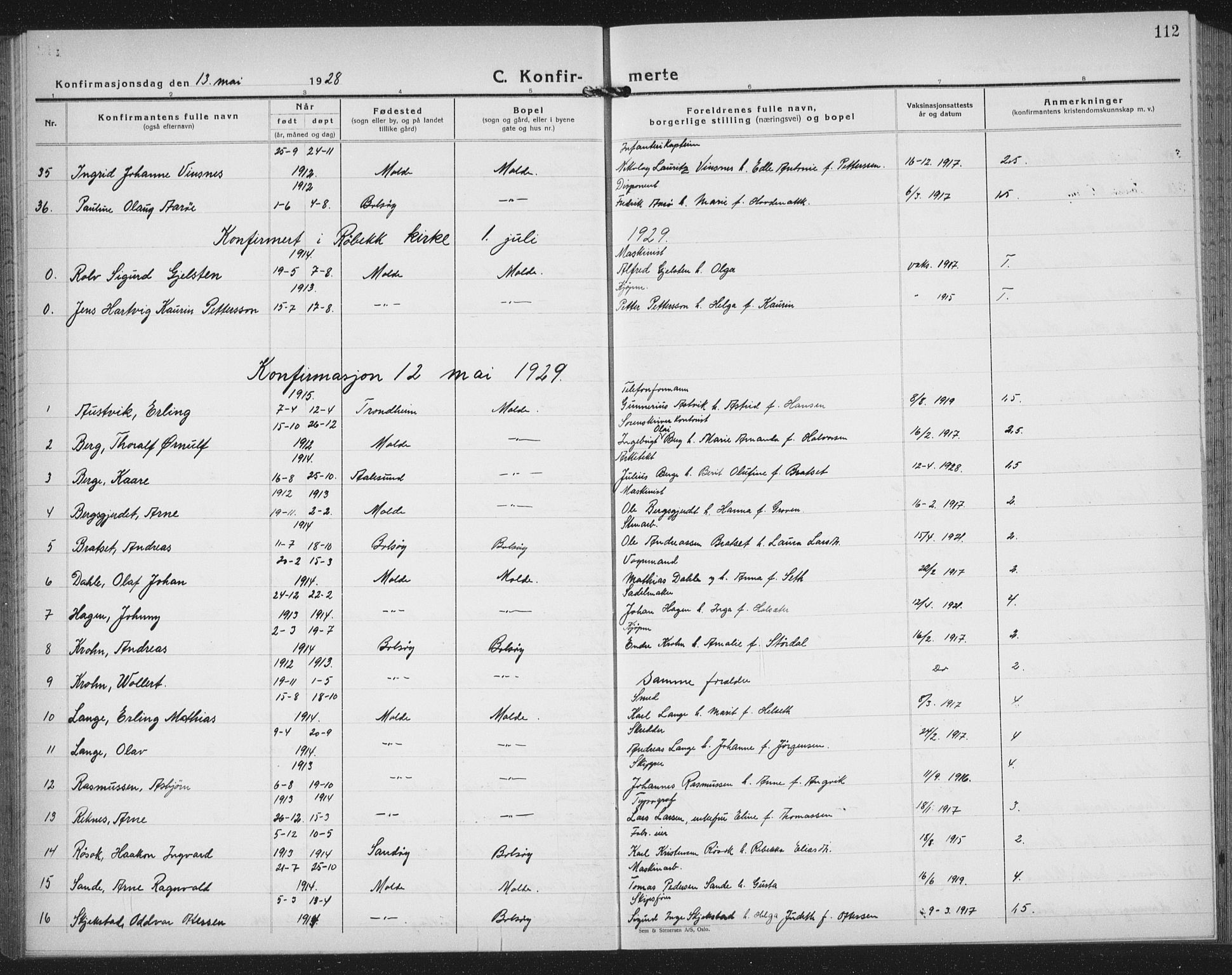 Ministerialprotokoller, klokkerbøker og fødselsregistre - Møre og Romsdal, AV/SAT-A-1454/558/L0704: Parish register (copy) no. 558C05, 1921-1942, p. 112