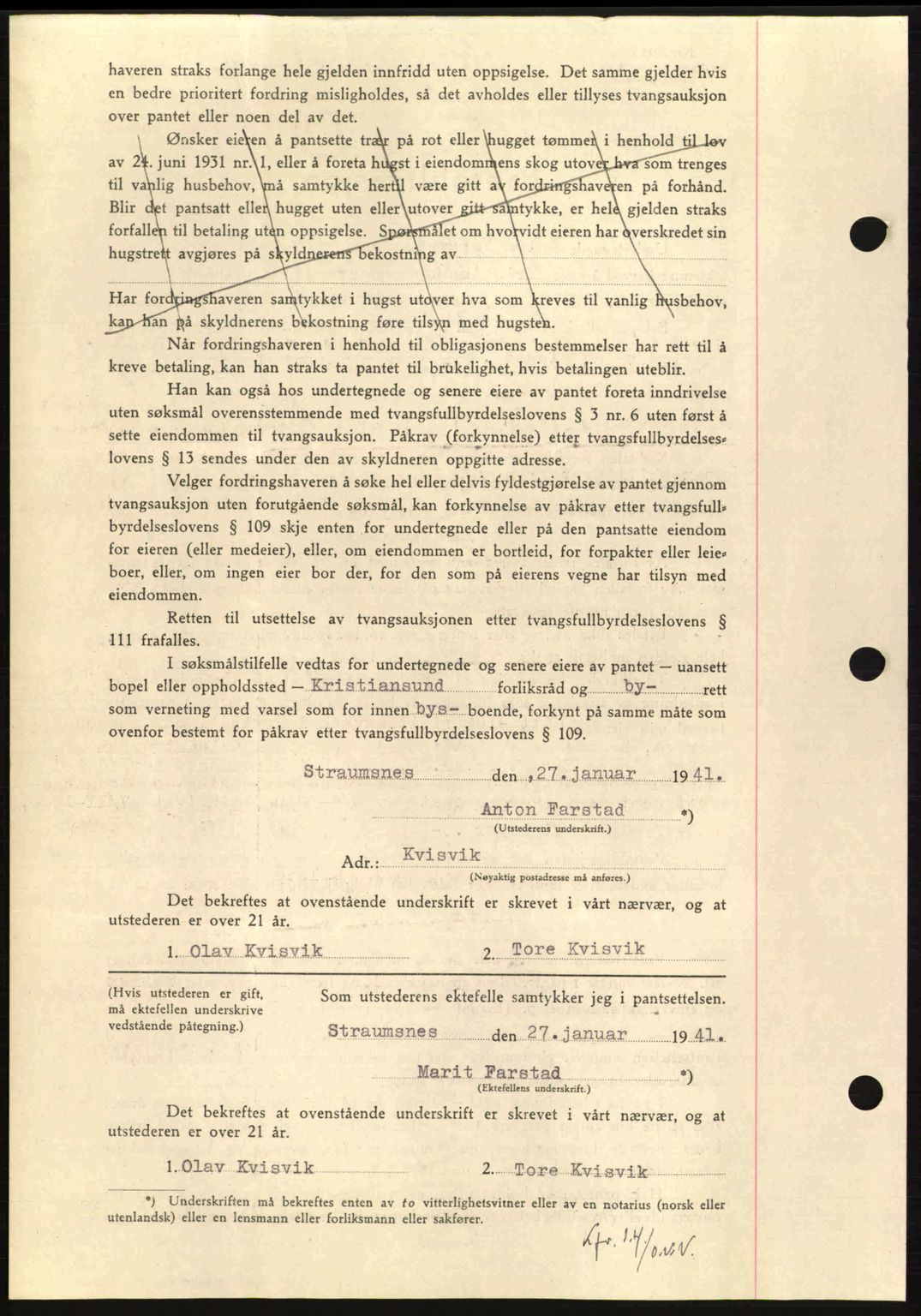 Nordmøre sorenskriveri, AV/SAT-A-4132/1/2/2Ca: Mortgage book no. B87, 1940-1941, Diary no: : 233/1941