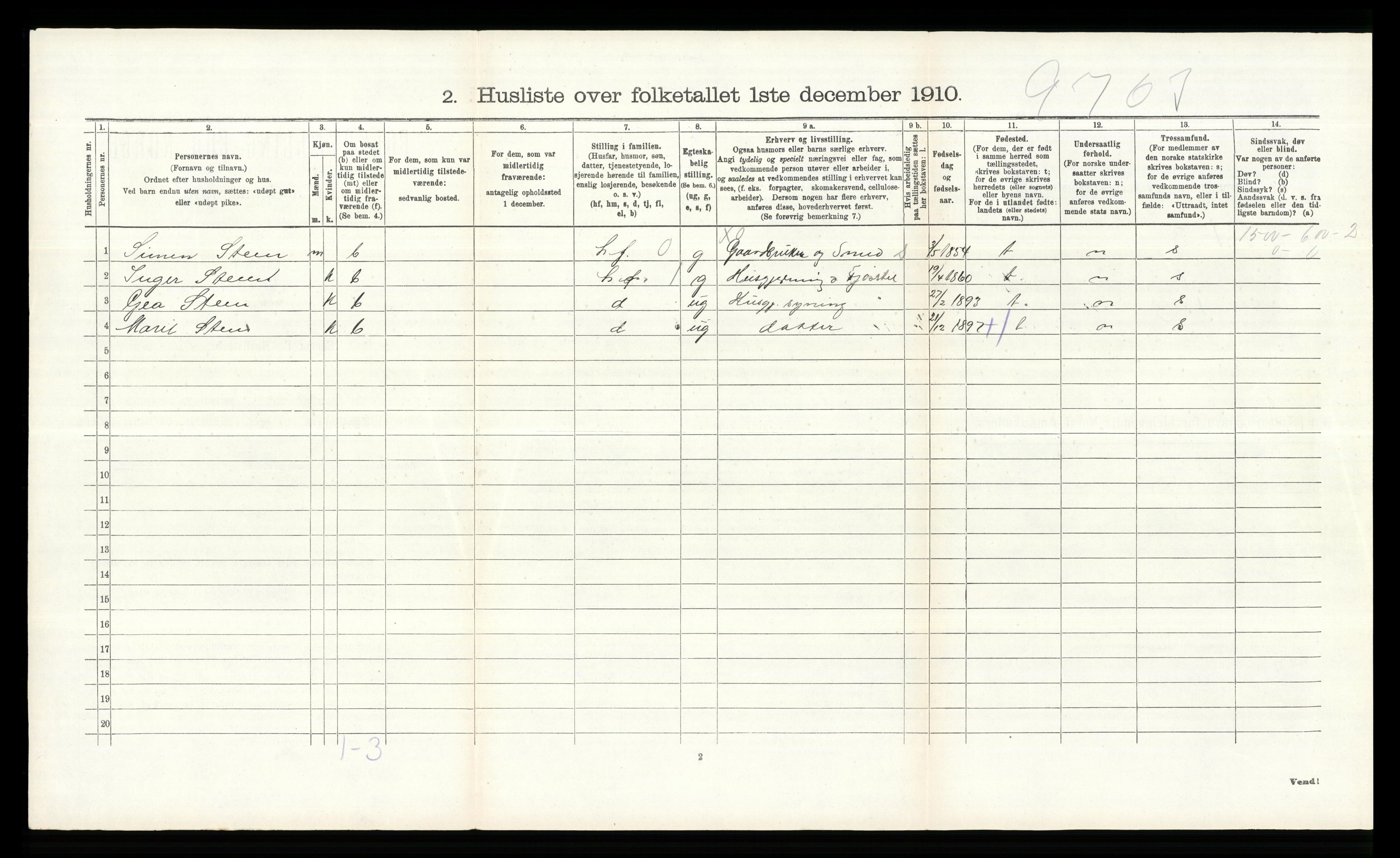 RA, 1910 census for Lille Elvedalen, 1910, p. 436