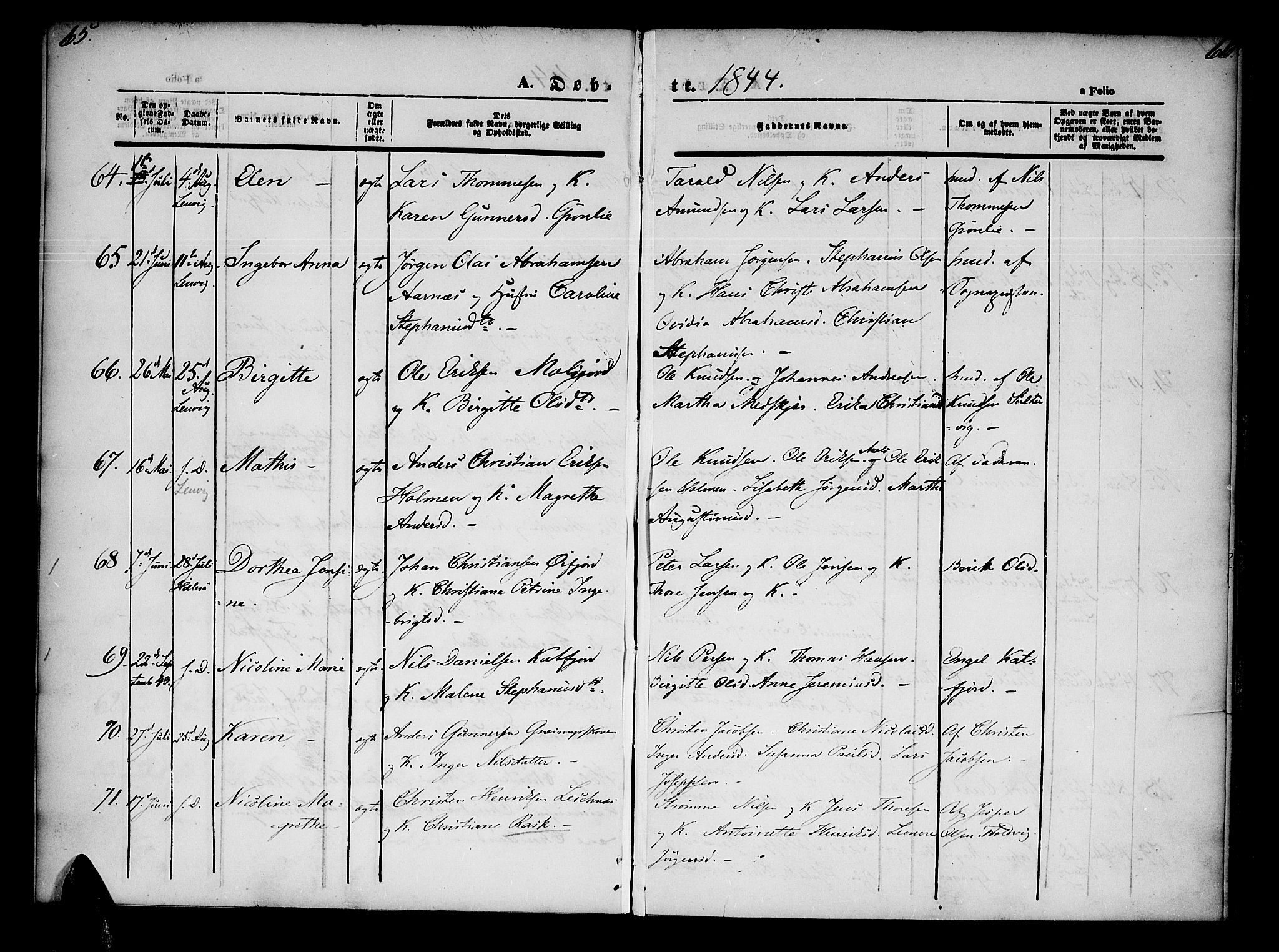 Lenvik sokneprestembete, SATØ/S-1310/H/Ha/Haa/L0005kirke: Parish register (official) no. 5, 1842-1844, p. 65-66