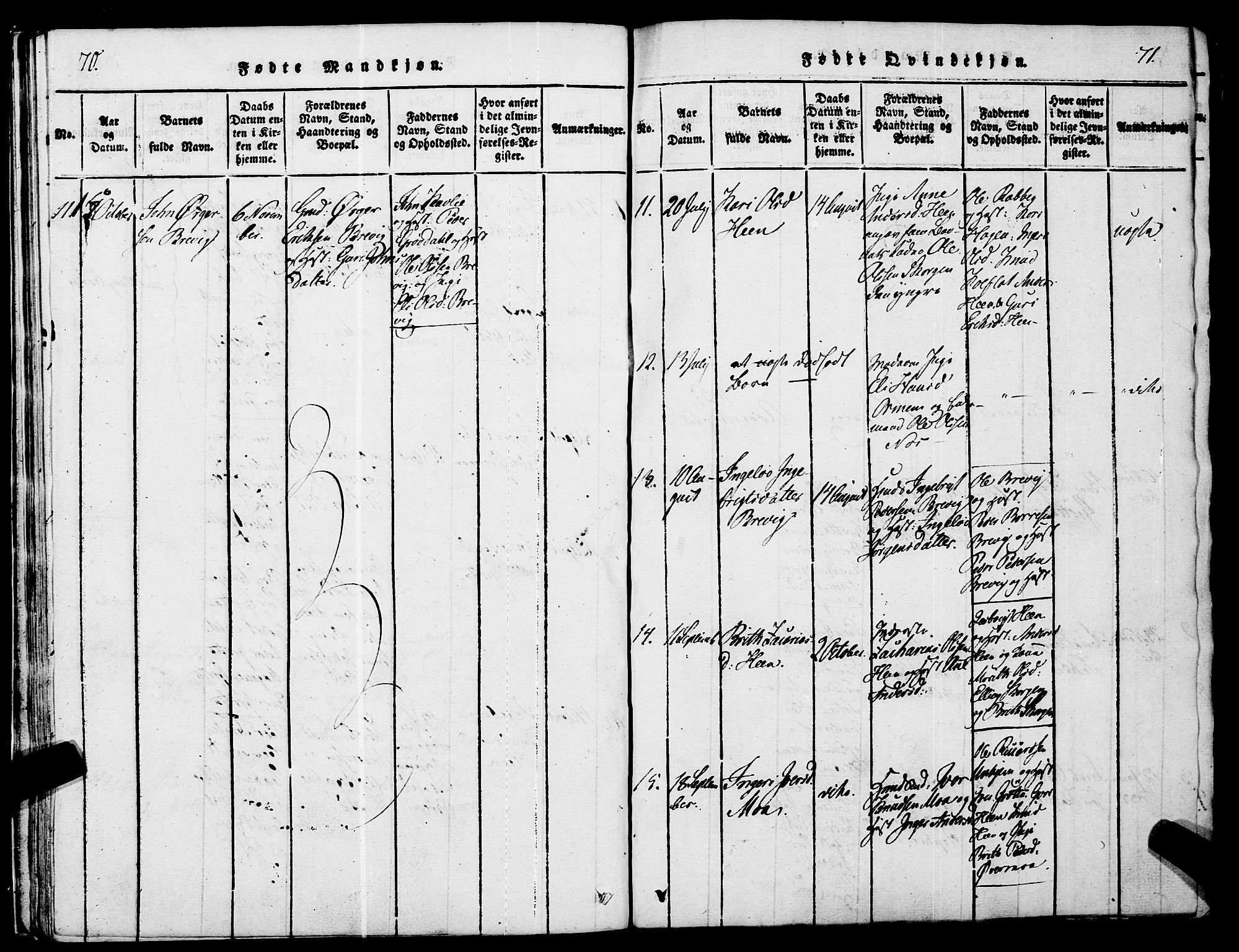 Ministerialprotokoller, klokkerbøker og fødselsregistre - Møre og Romsdal, AV/SAT-A-1454/545/L0585: Parish register (official) no. 545A01, 1818-1853, p. 70-71