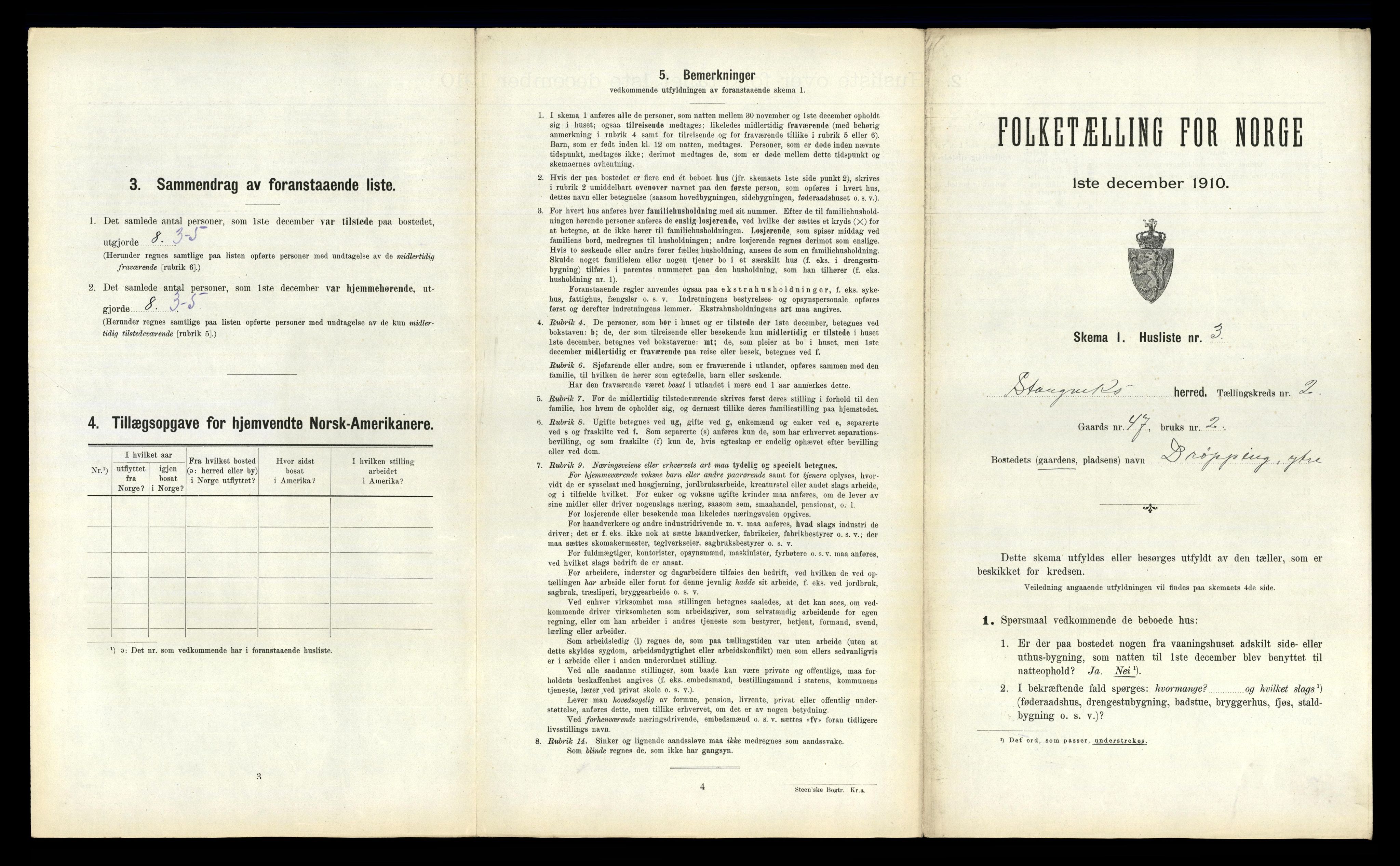 RA, 1910 census for Stangvik, 1910, p. 194