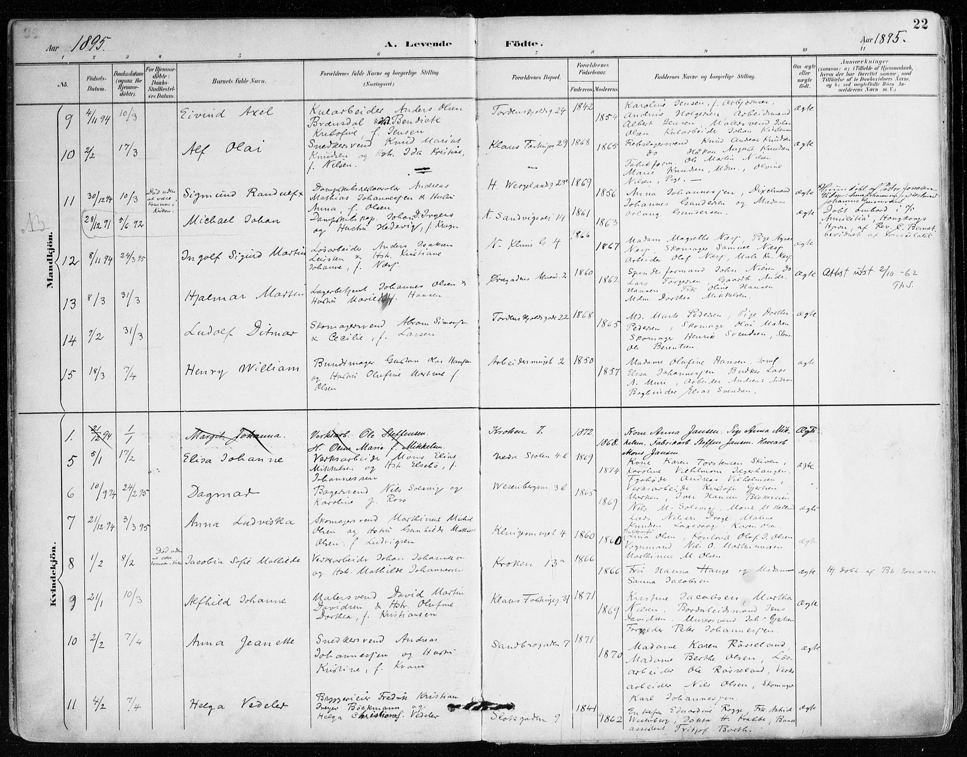Mariakirken Sokneprestembete, AV/SAB-A-76901/H/Haa/L0008: Parish register (official) no. A 8, 1893-1942, p. 22