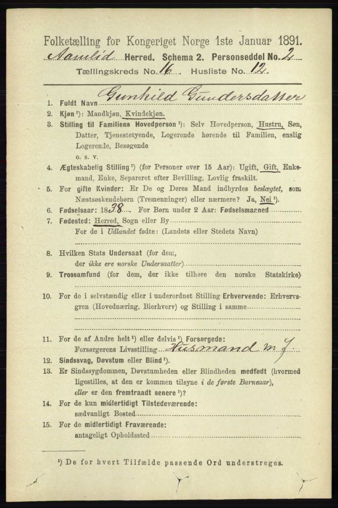 RA, 1891 census for 0929 Åmli, 1891, p. 2771