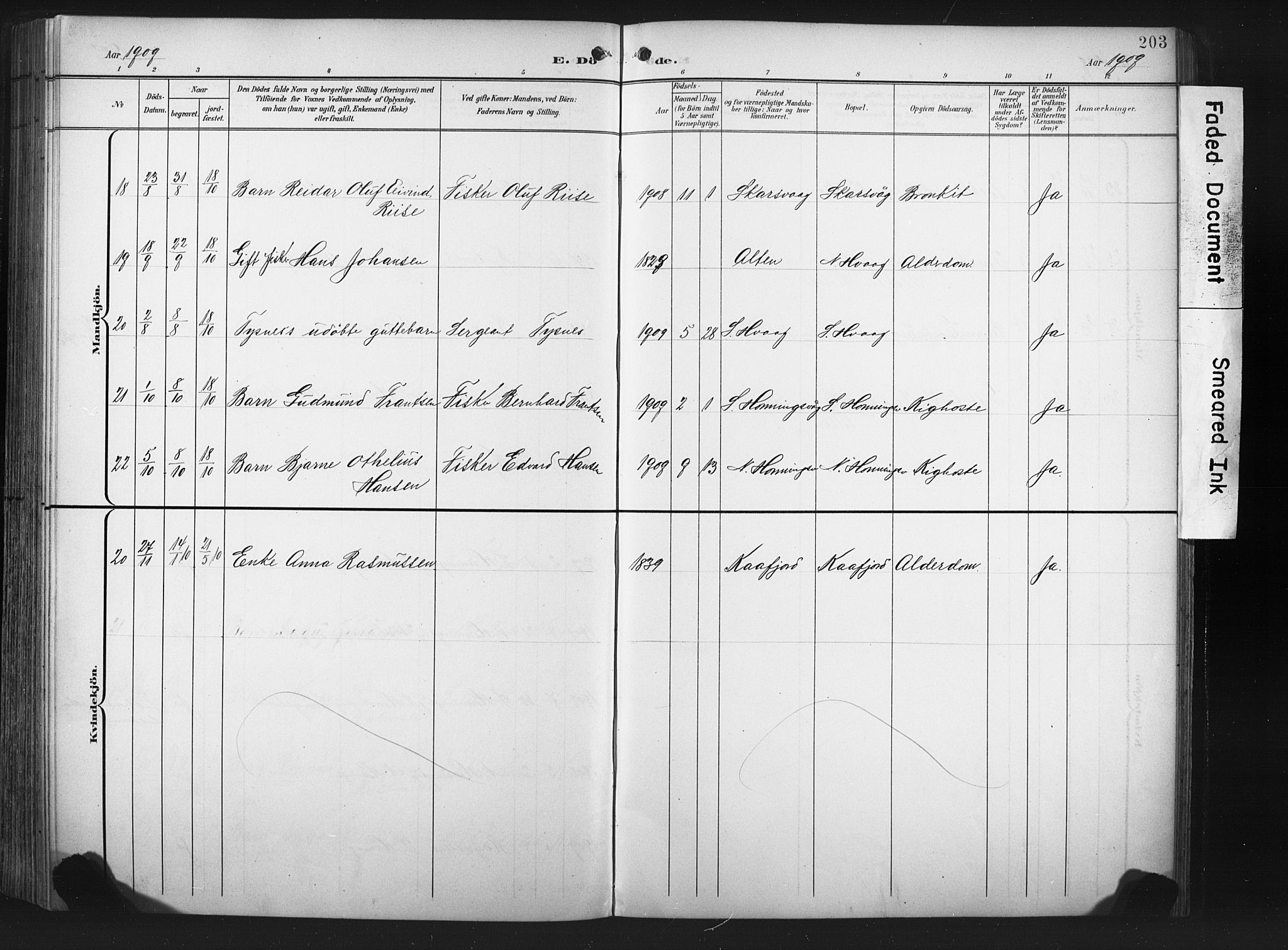 Måsøy sokneprestkontor, AV/SATØ-S-1348/H/Ha/L0008kirke: Parish register (official) no. 8, 1900-1910, p. 203