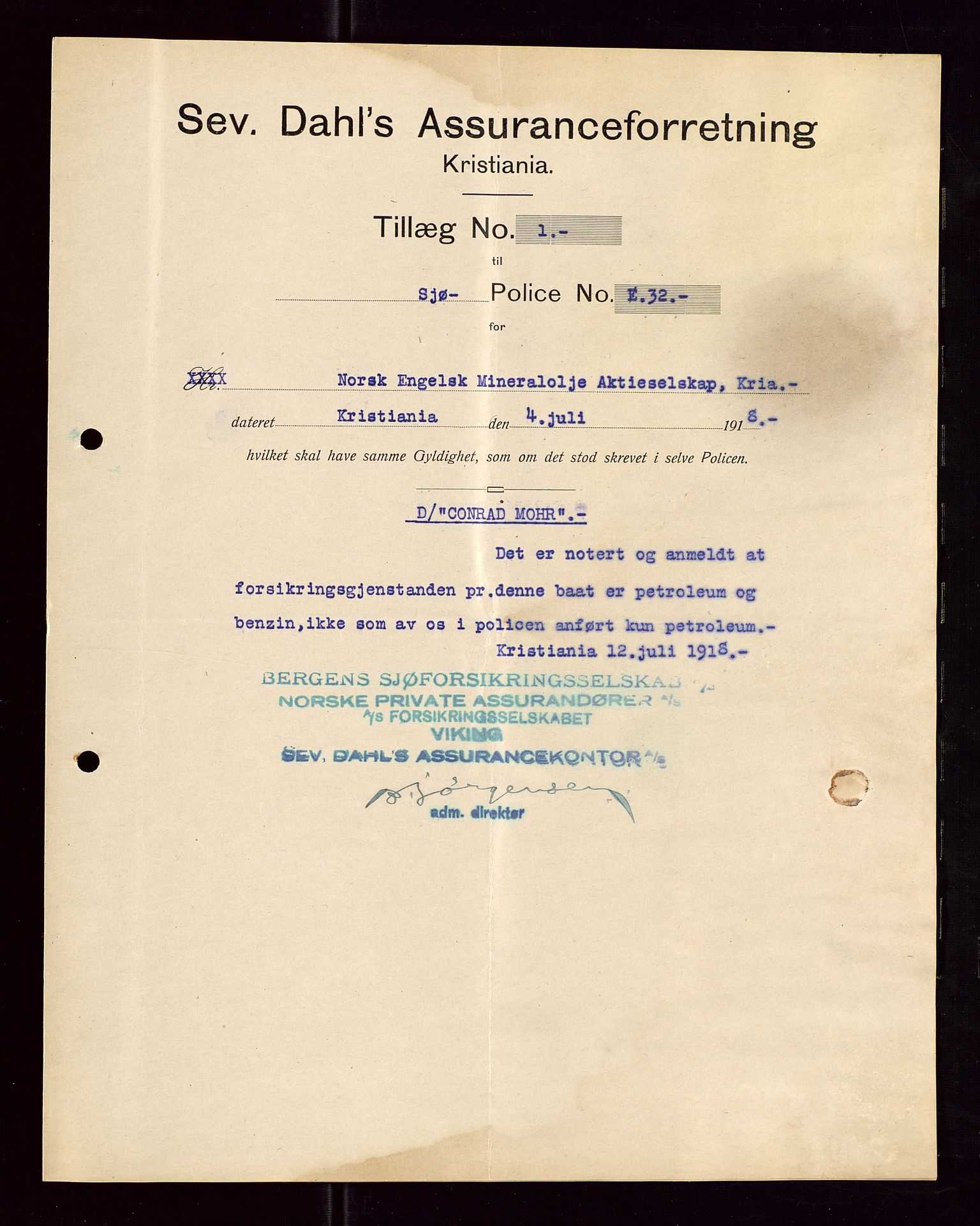 Pa 1521 - A/S Norske Shell, AV/SAST-A-101915/E/Ea/Eaa/L0005: Sjefskorrespondanse, 1918, p. 79