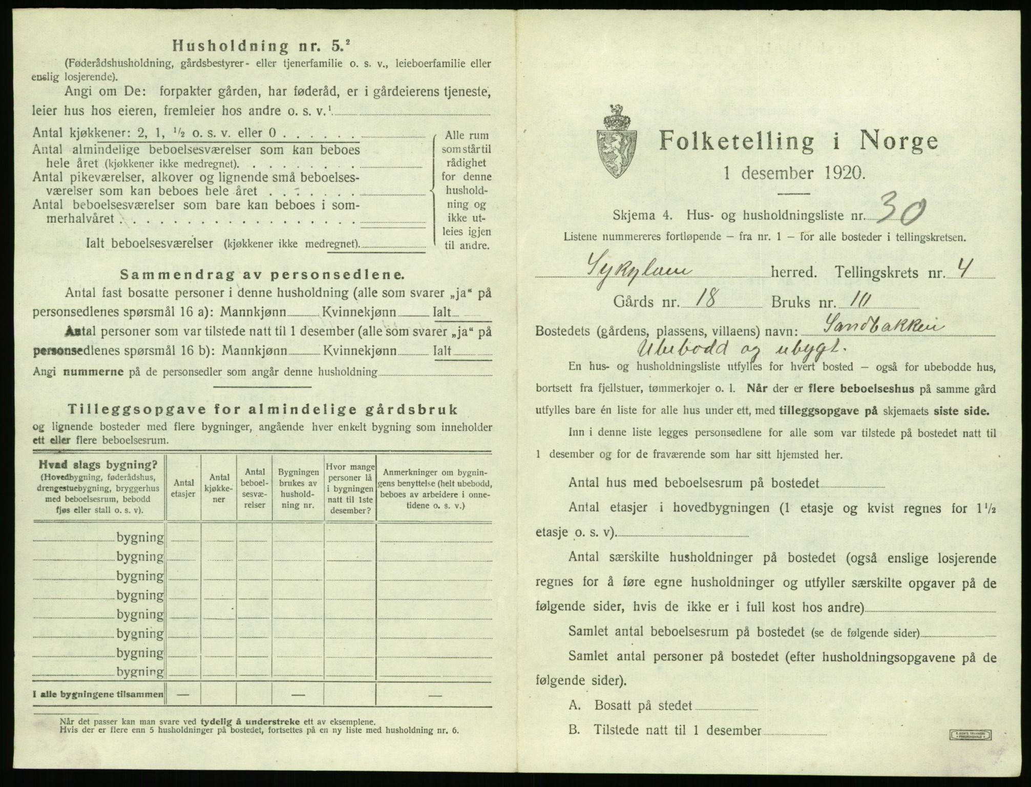 SAT, 1920 census for Sykkylven, 1920, p. 411