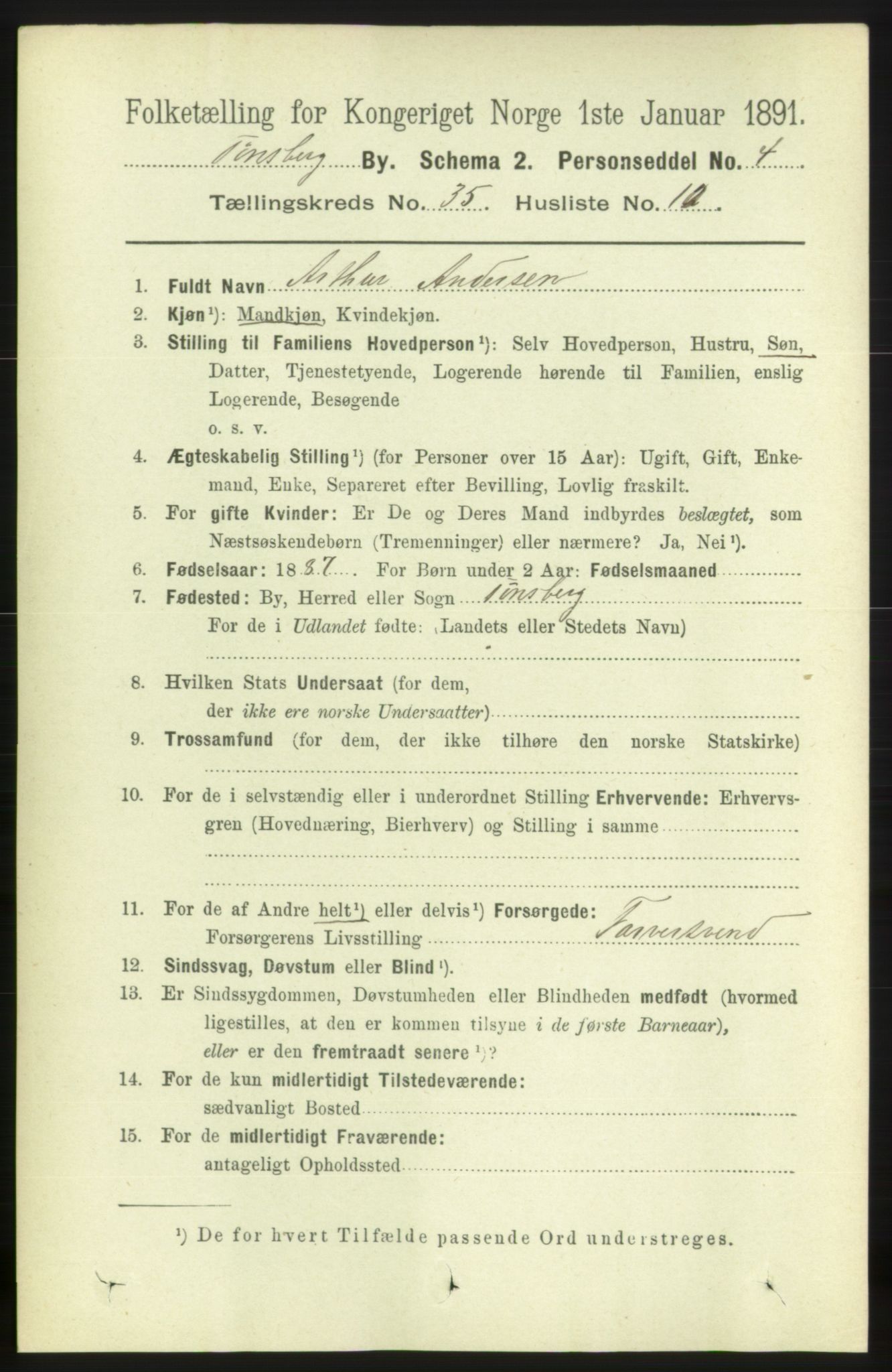 RA, 1891 census for 0705 Tønsberg, 1891, p. 7861