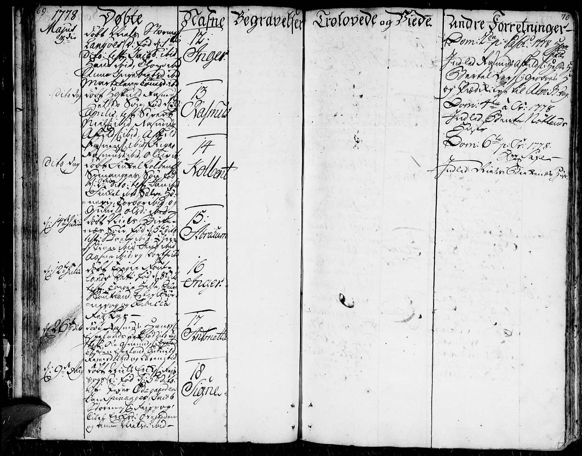 Herad sokneprestkontor, AV/SAK-1111-0018/F/Fa/Faa/L0001: Parish register (official) no. A 1 /2, 1768-1797, p. 69-70