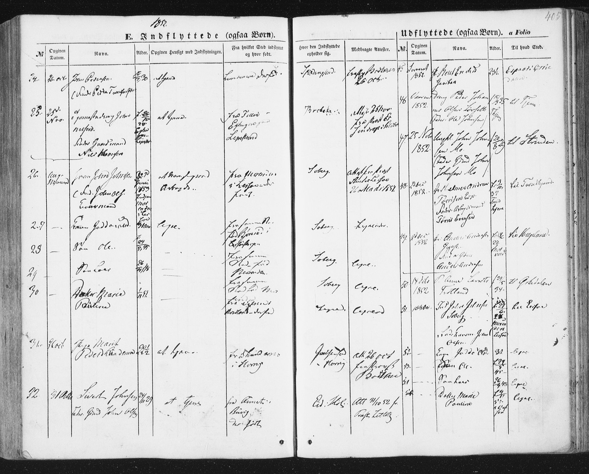 Ministerialprotokoller, klokkerbøker og fødselsregistre - Sør-Trøndelag, SAT/A-1456/691/L1076: Parish register (official) no. 691A08, 1852-1861, p. 405