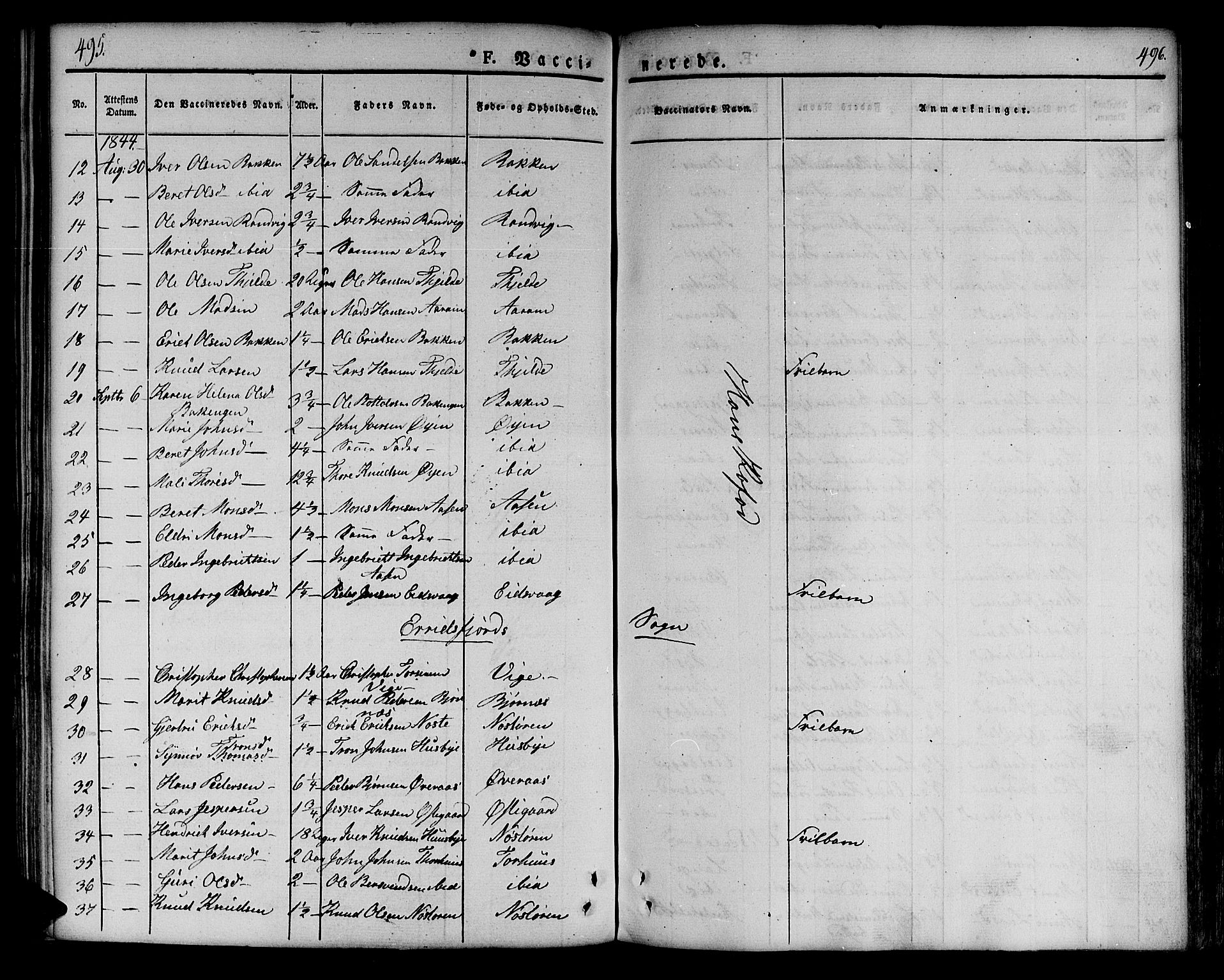 Ministerialprotokoller, klokkerbøker og fødselsregistre - Møre og Romsdal, AV/SAT-A-1454/551/L0624: Parish register (official) no. 551A04, 1831-1845, p. 495-496