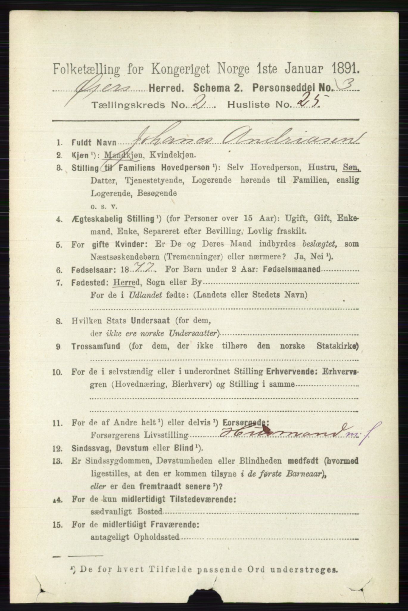 RA, 1891 census for 0521 Øyer, 1891, p. 610