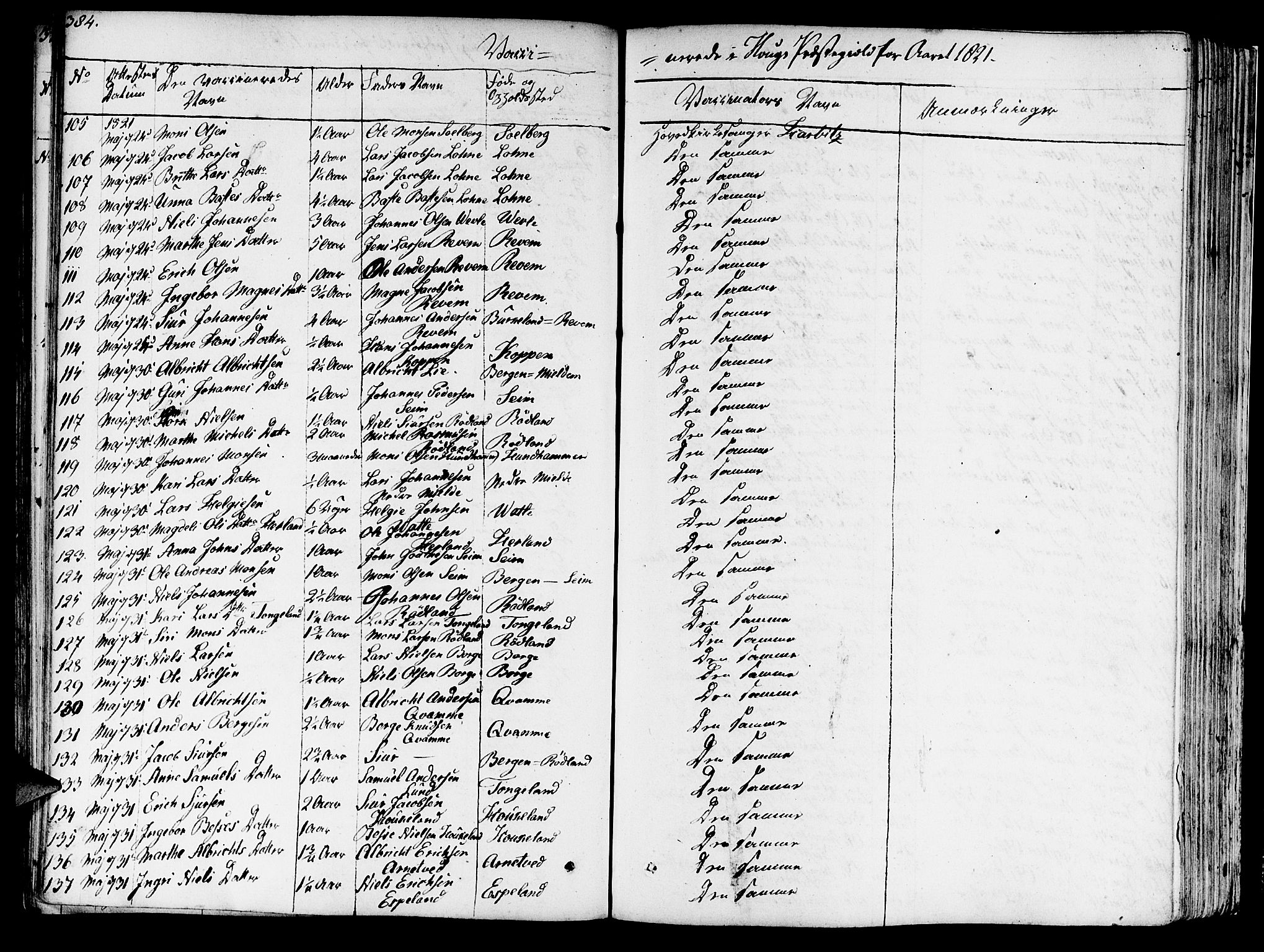 Haus sokneprestembete, AV/SAB-A-75601/H/Haa: Parish register (official) no. A 13, 1821-1827, p. 384