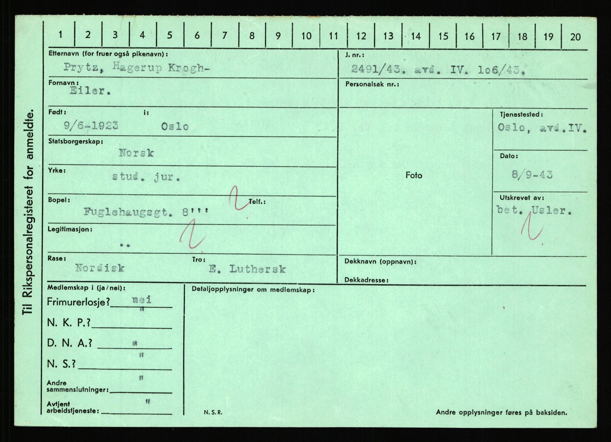 Statspolitiet - Hovedkontoret / Osloavdelingen, AV/RA-S-1329/C/Ca/L0012: Oanæs - Quistgaard	, 1943-1945, p. 4860