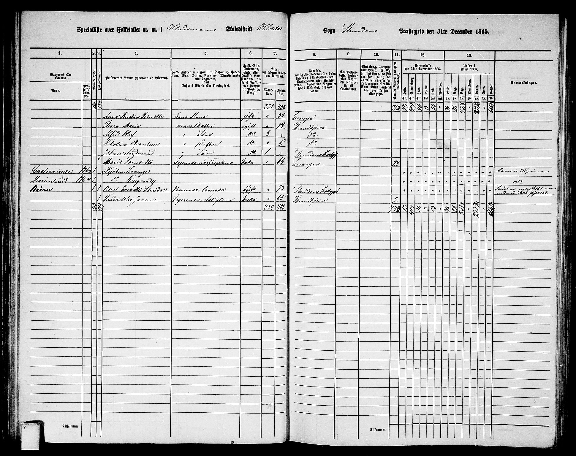 RA, 1865 census for Strinda, 1865, p. 44