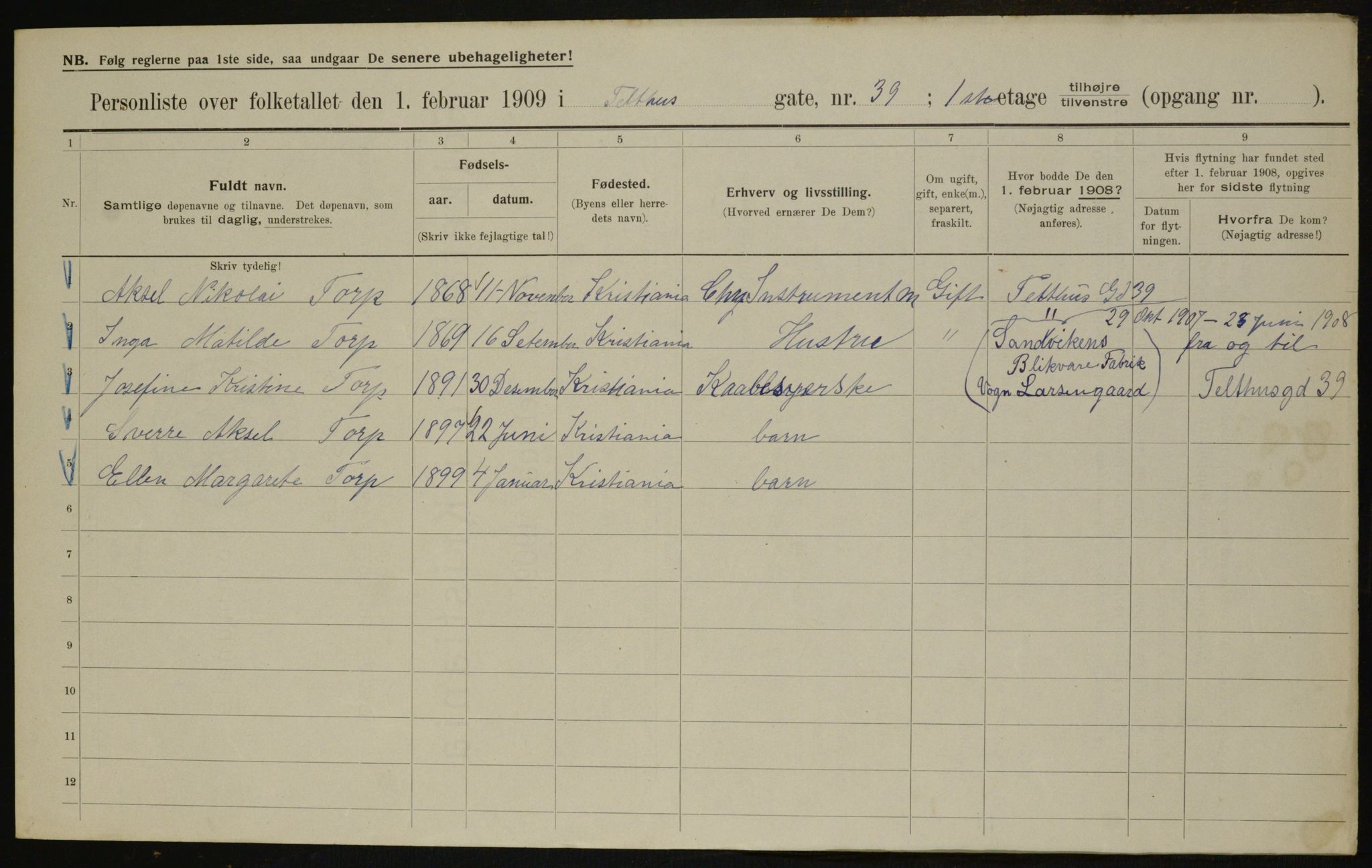 OBA, Municipal Census 1909 for Kristiania, 1909, p. 97628