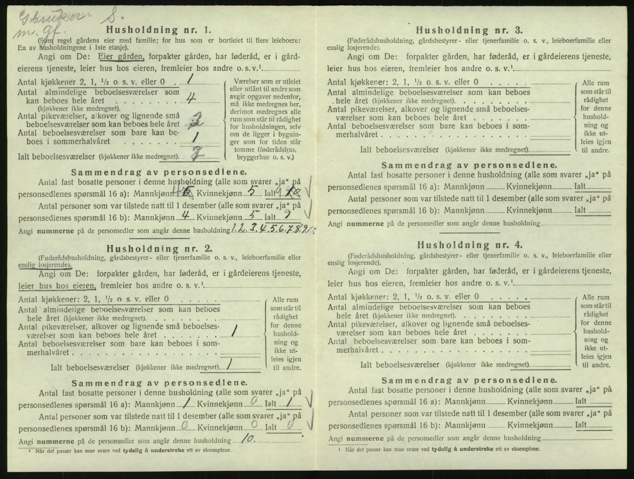 SAK, 1920 census for Vegusdal, 1920, p. 196