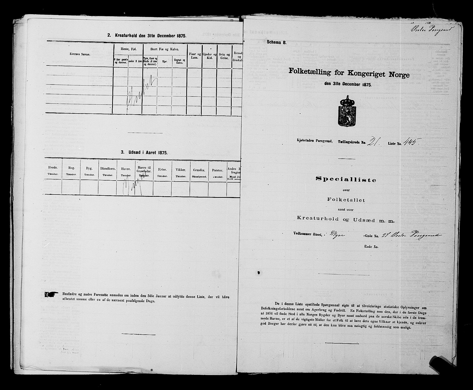 SAKO, 1875 census for 0805P Porsgrunn, 1875, p. 997