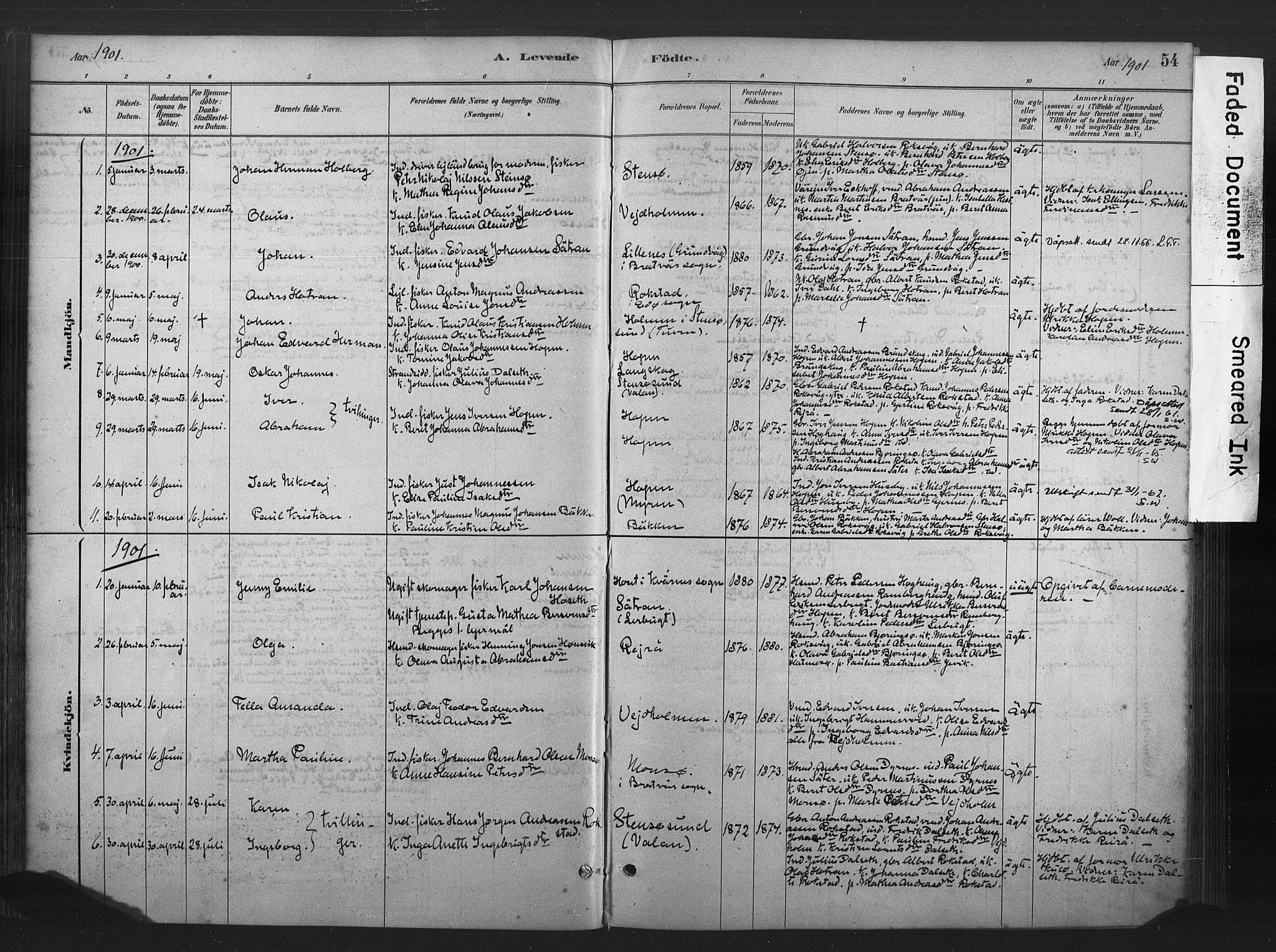 Ministerialprotokoller, klokkerbøker og fødselsregistre - Møre og Romsdal, AV/SAT-A-1454/583/L0954: Parish register (official) no. 583A01, 1880-1906, p. 54