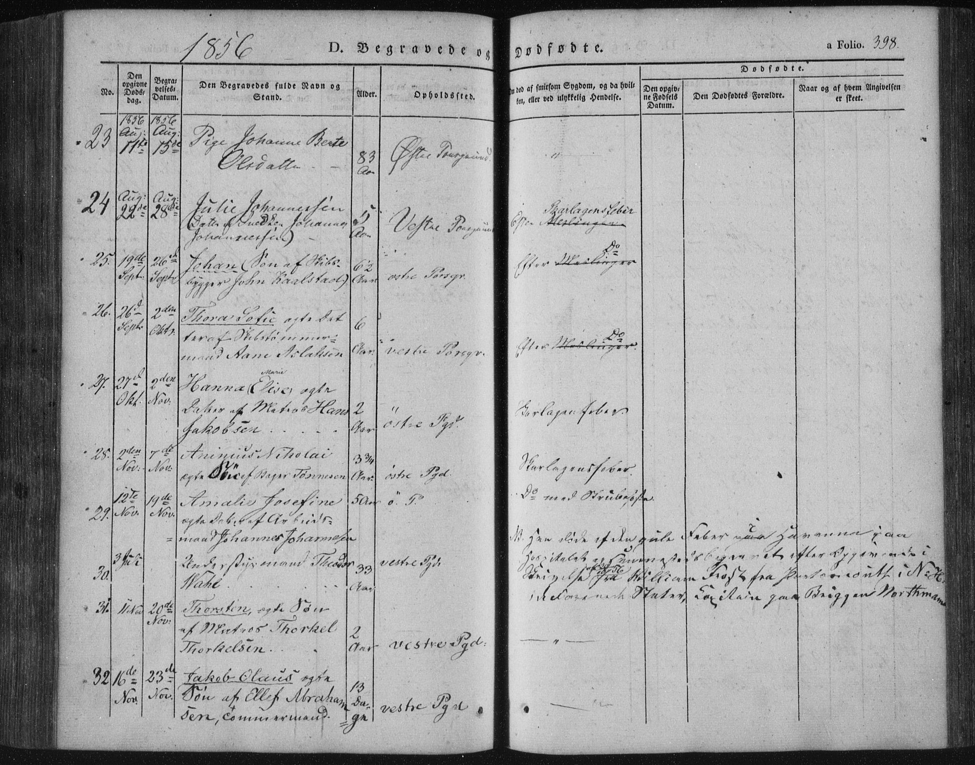 Porsgrunn kirkebøker , SAKO/A-104/F/Fa/L0006: Parish register (official) no. 6, 1841-1857, p. 398
