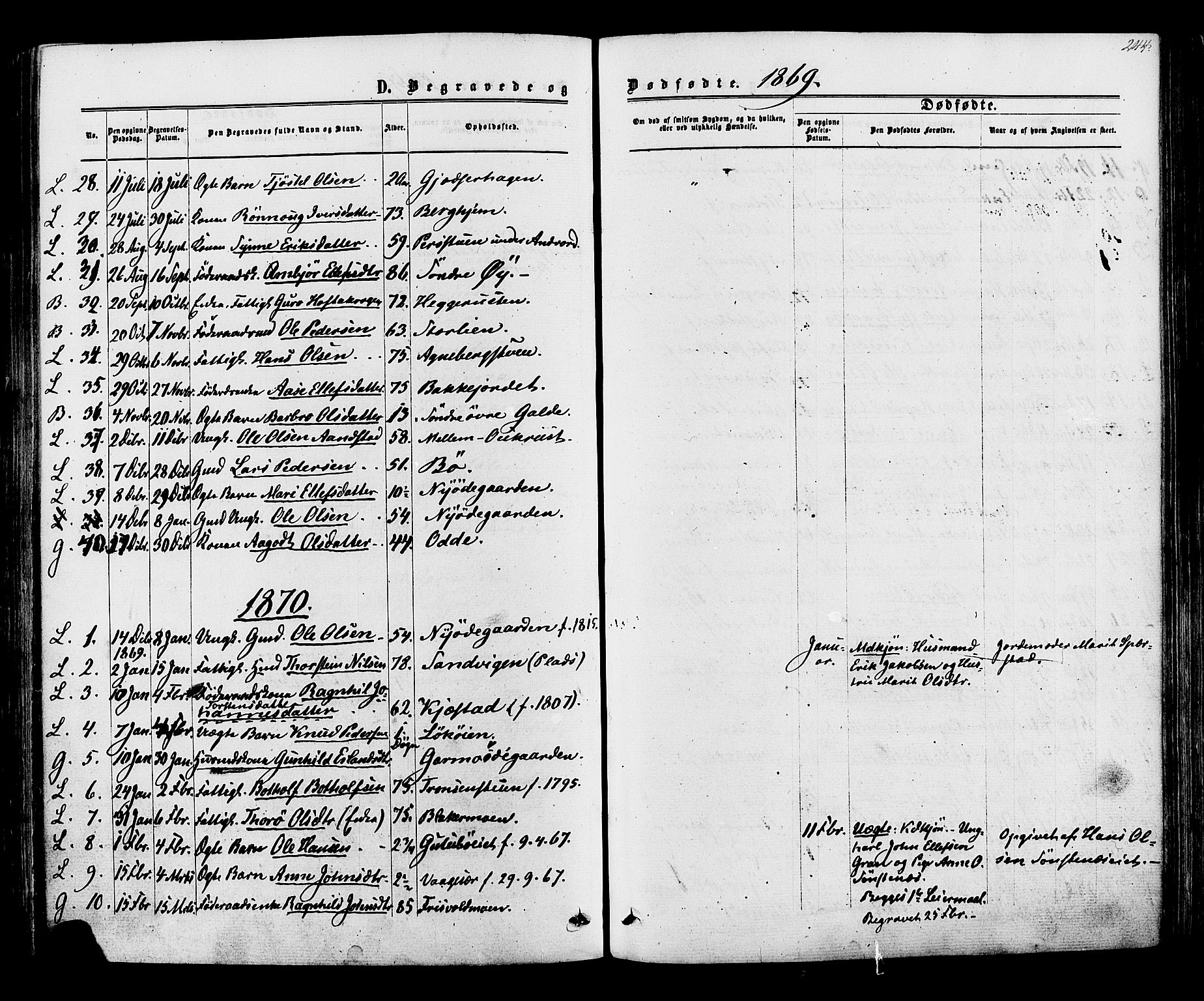 Lom prestekontor, SAH/PREST-070/K/L0007: Parish register (official) no. 7, 1863-1884, p. 244