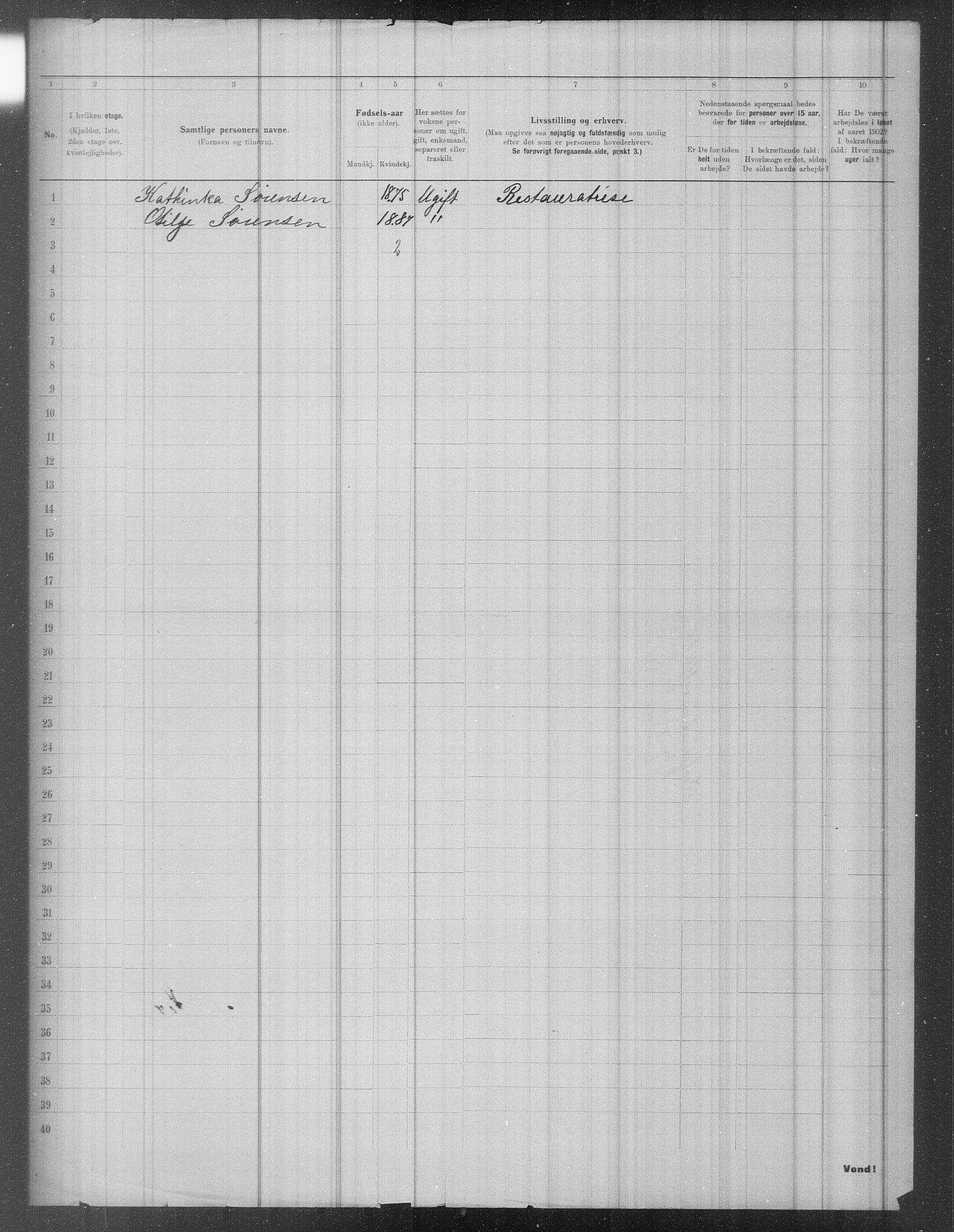 OBA, Municipal Census 1902 for Kristiania, 1902, p. 1501