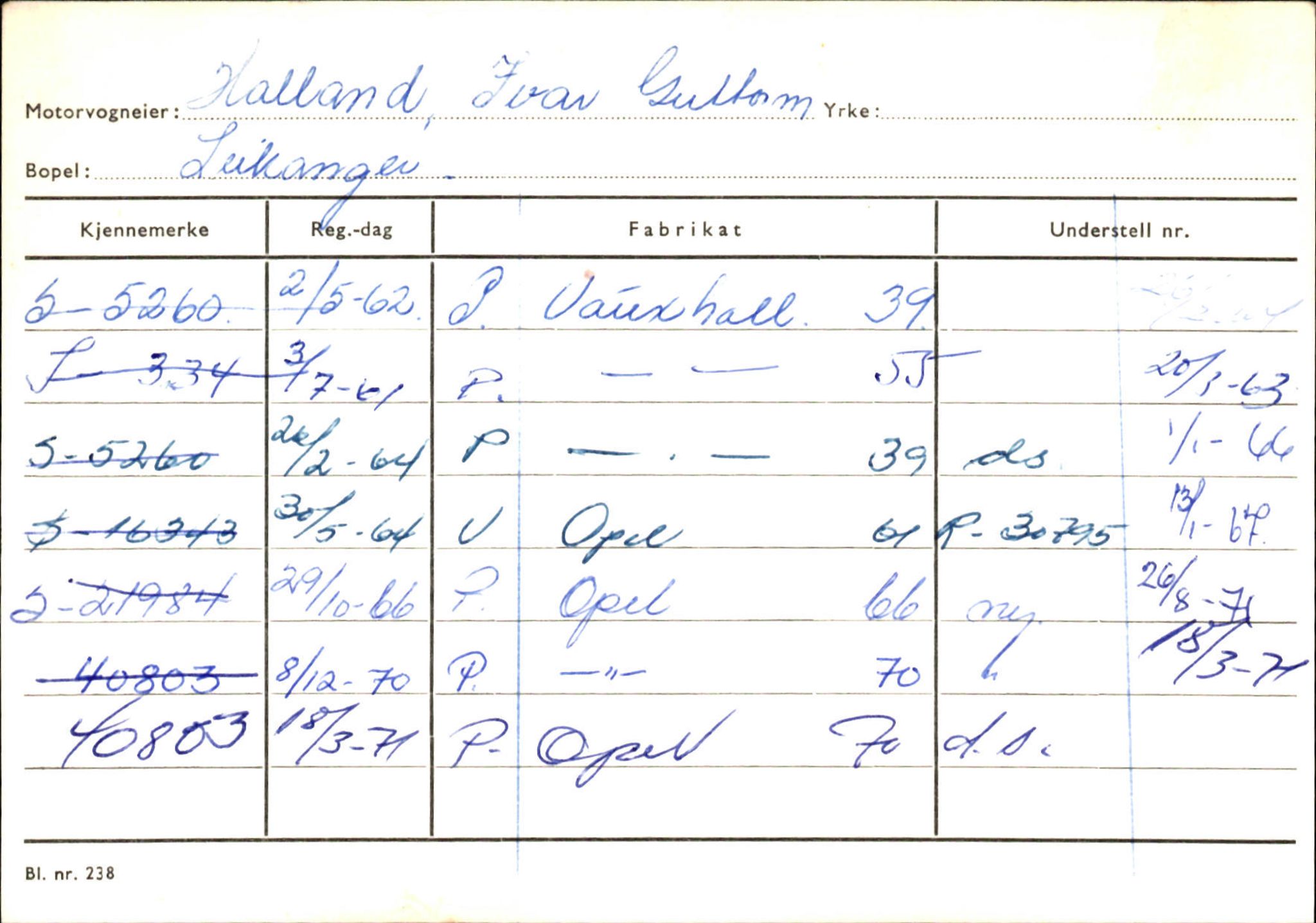 Statens vegvesen, Sogn og Fjordane vegkontor, SAB/A-5301/4/F/L0126: Eigarregister Fjaler M-Å. Leikanger A-Å, 1945-1975, p. 1273